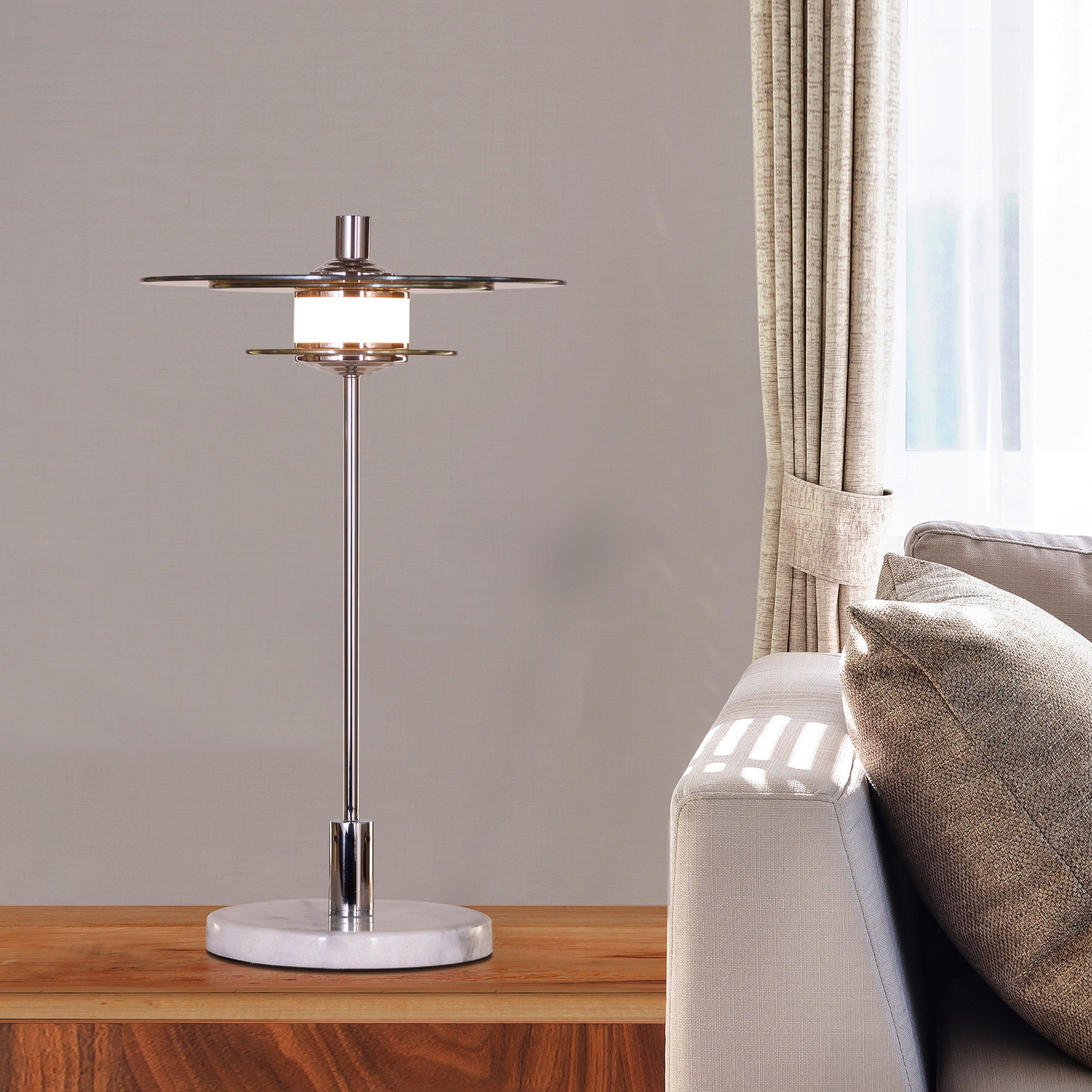 When It Counts (Chrome, Amber, Built-In LED) Marble Table Lamp