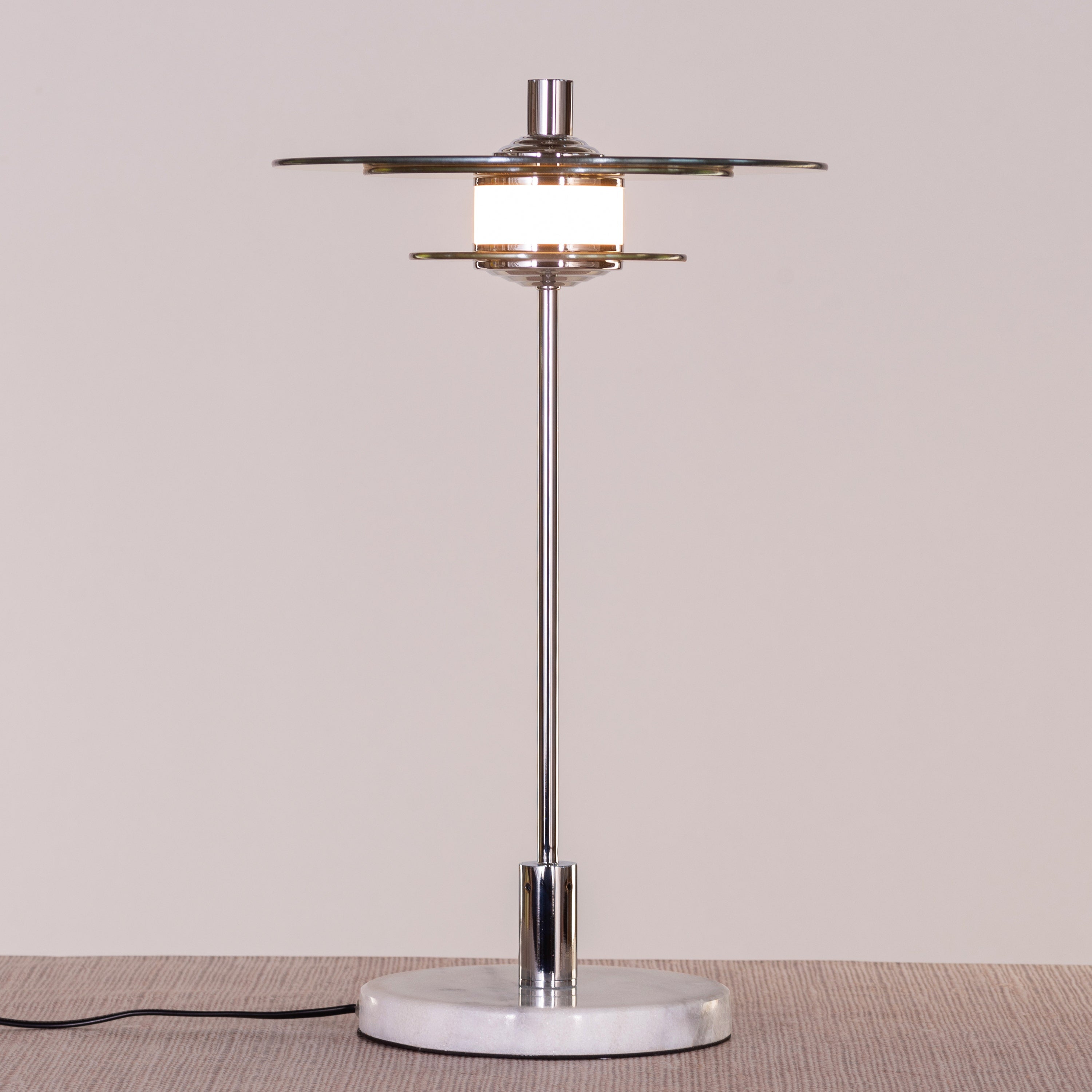 When It Counts (Chrome, Amber, Built-In LED) Marble Table Lamp