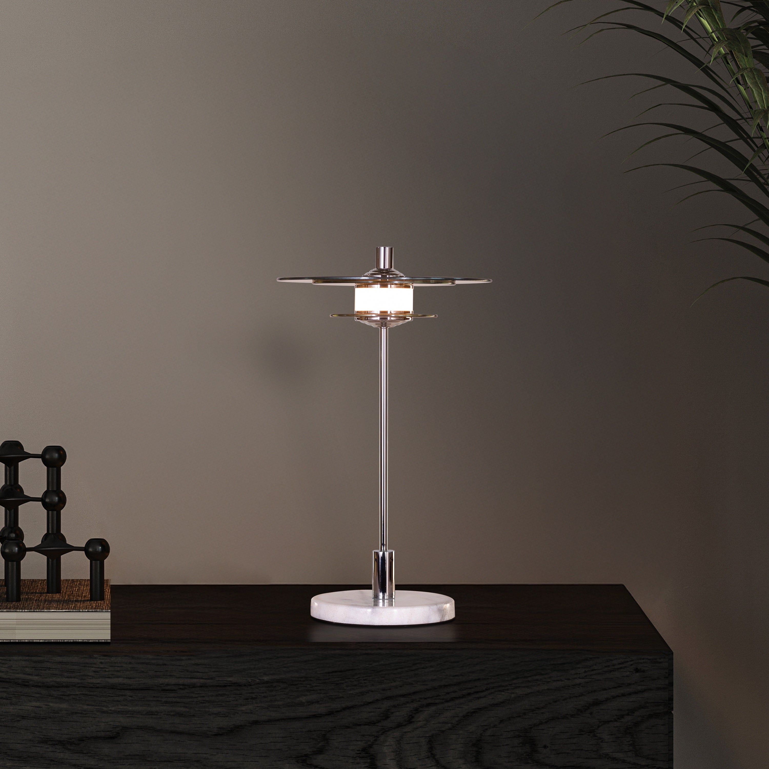 When It Counts (Chrome, Amber, Built-In LED) Marble Table Lamp