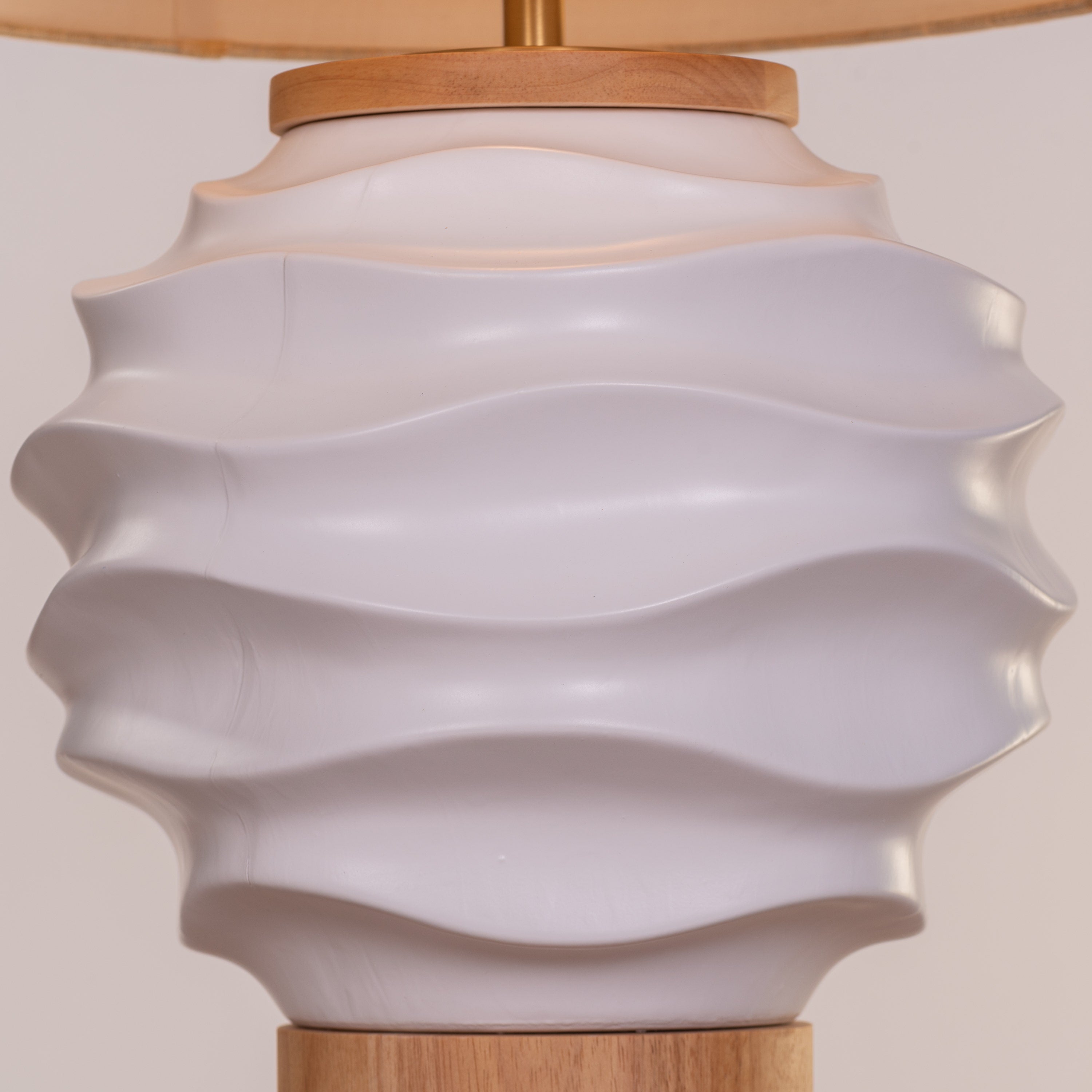 Stuck On A Feeling (White, Beige) Ceramic Table Lamp