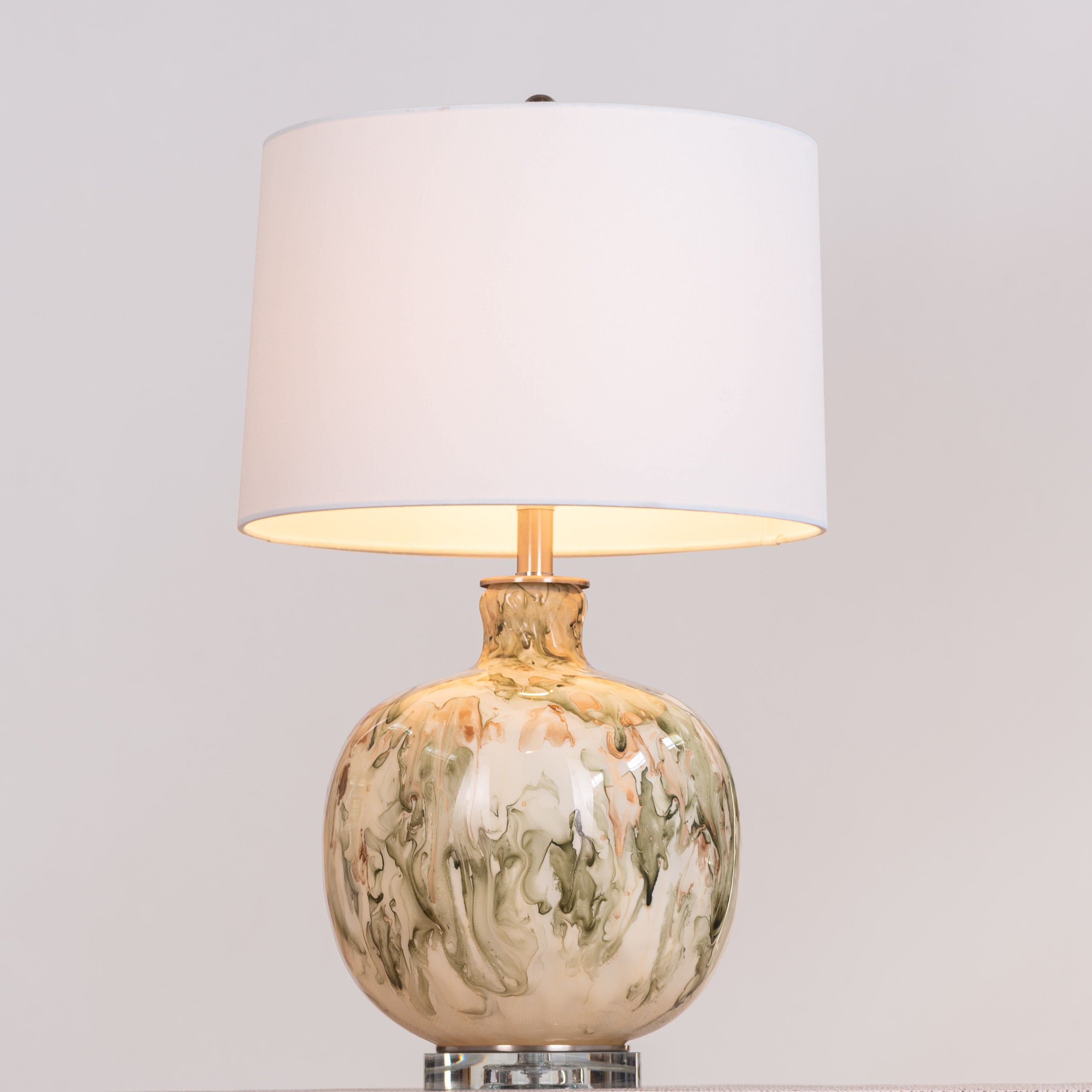 Fools Rush In (Green, White) Ceramic Table Lamp