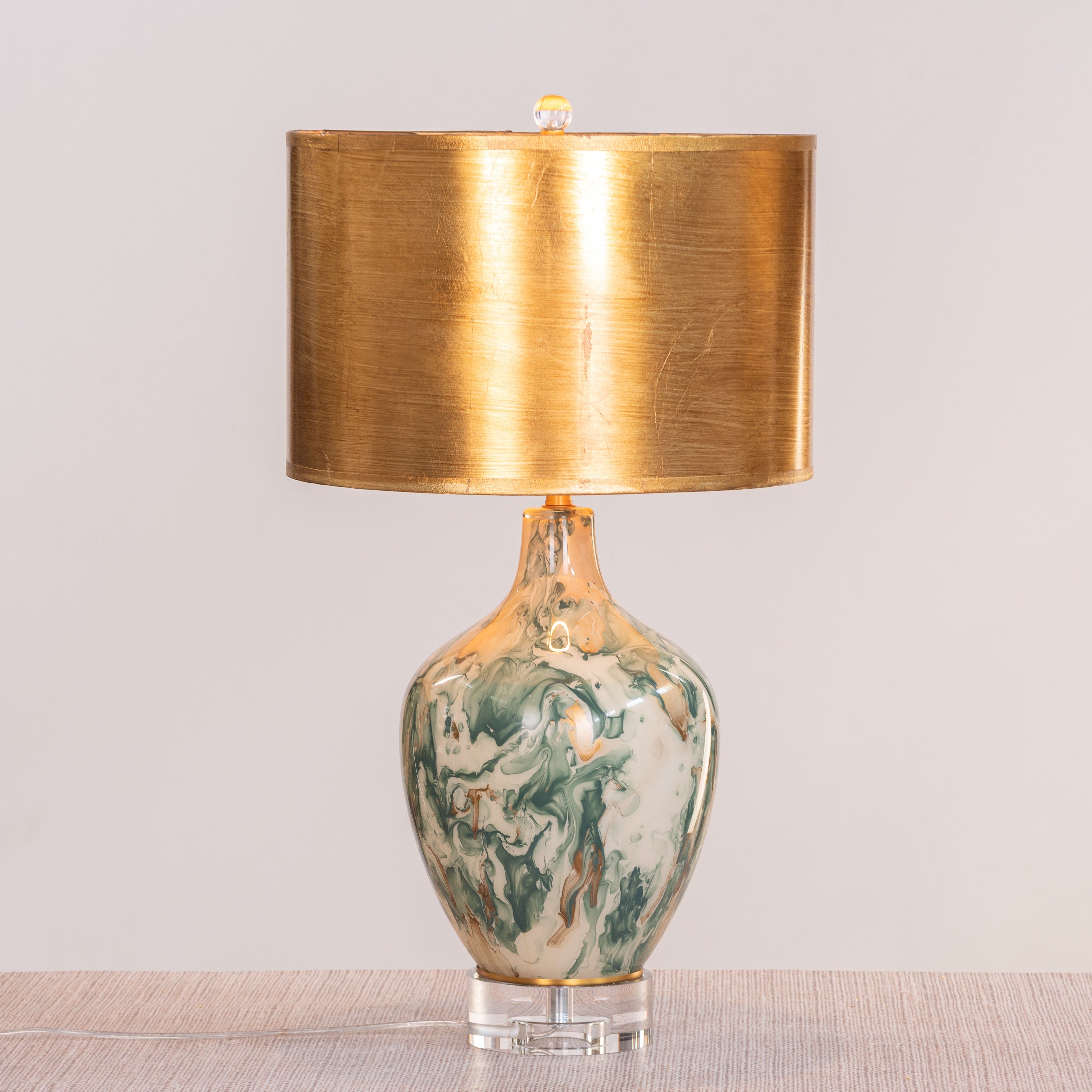 Glow Overboard (Green, Gold) Ceramic Table Lamp