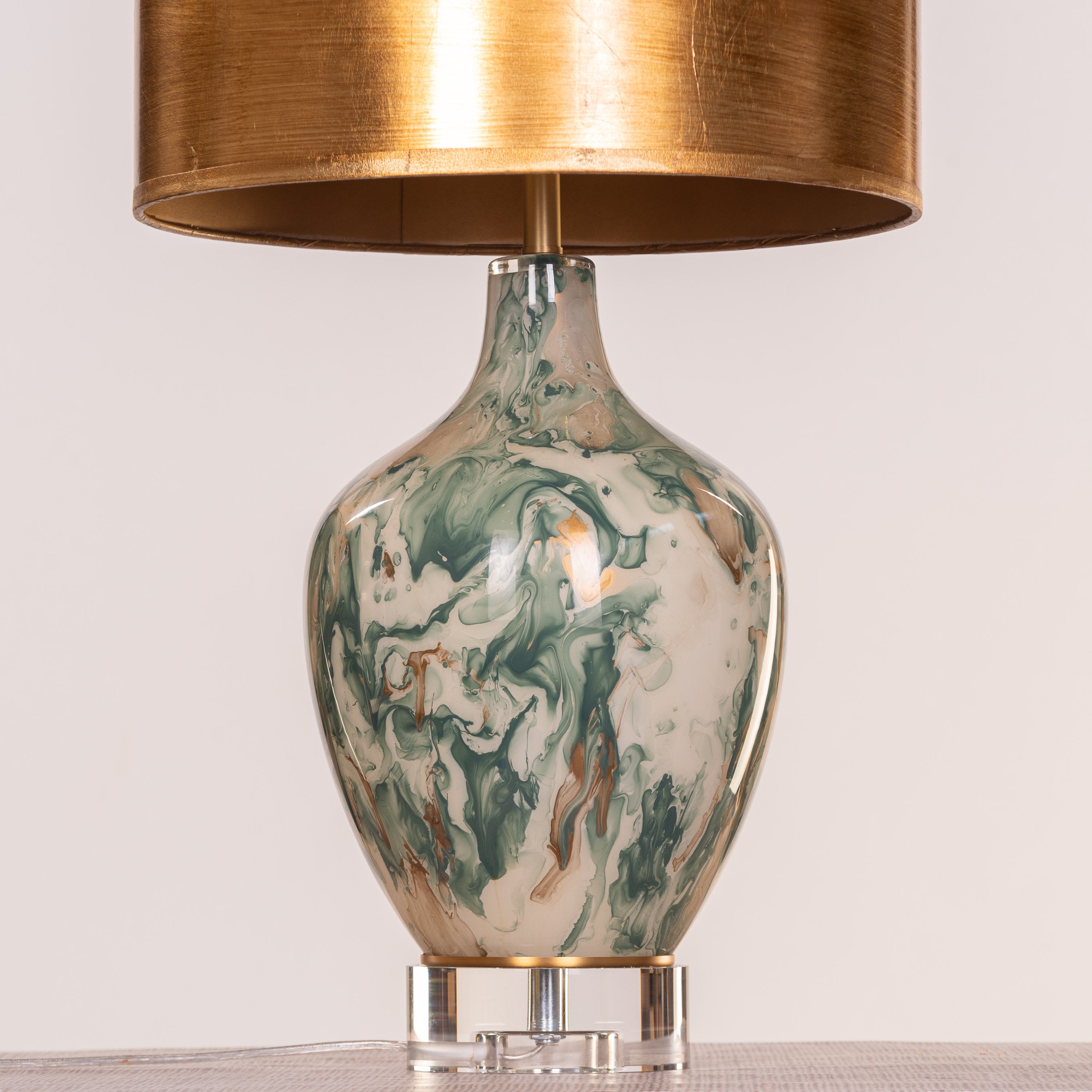 Glow Overboard (Green, Gold) Ceramic Table Lamp
