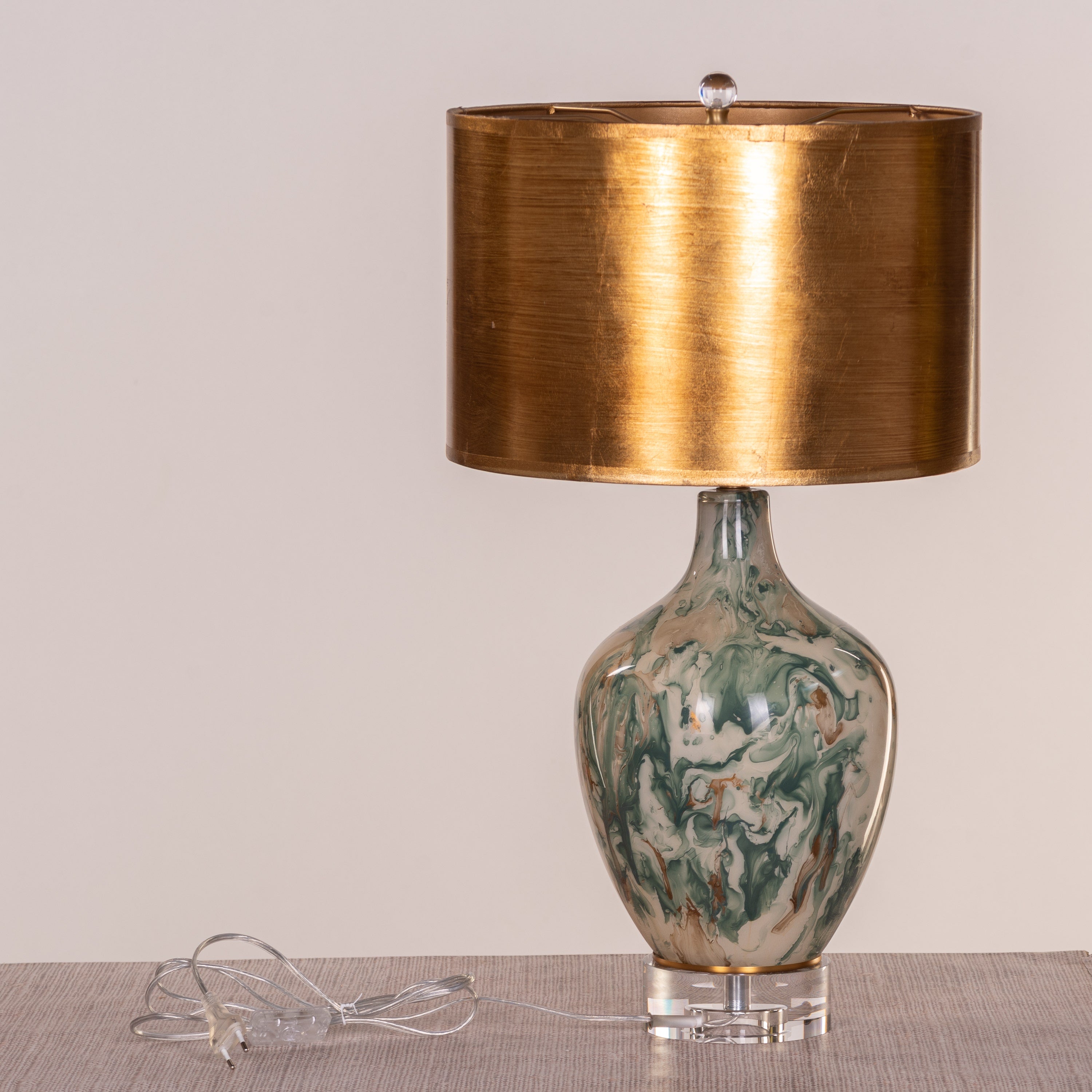 Glow Overboard (Green, Gold) Ceramic Table Lamp