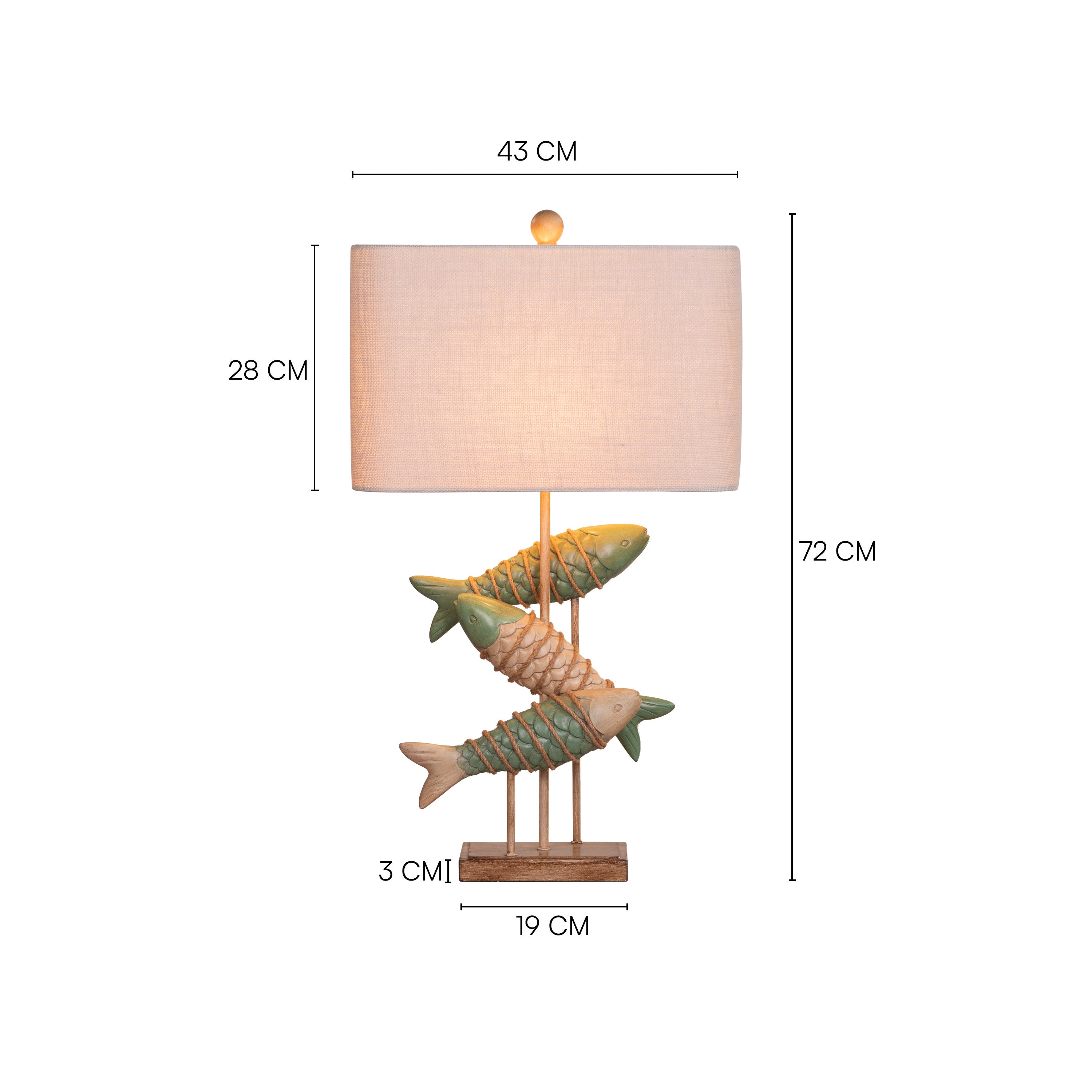 Something Fishy (Green, Beige) Wooden Table Lamp