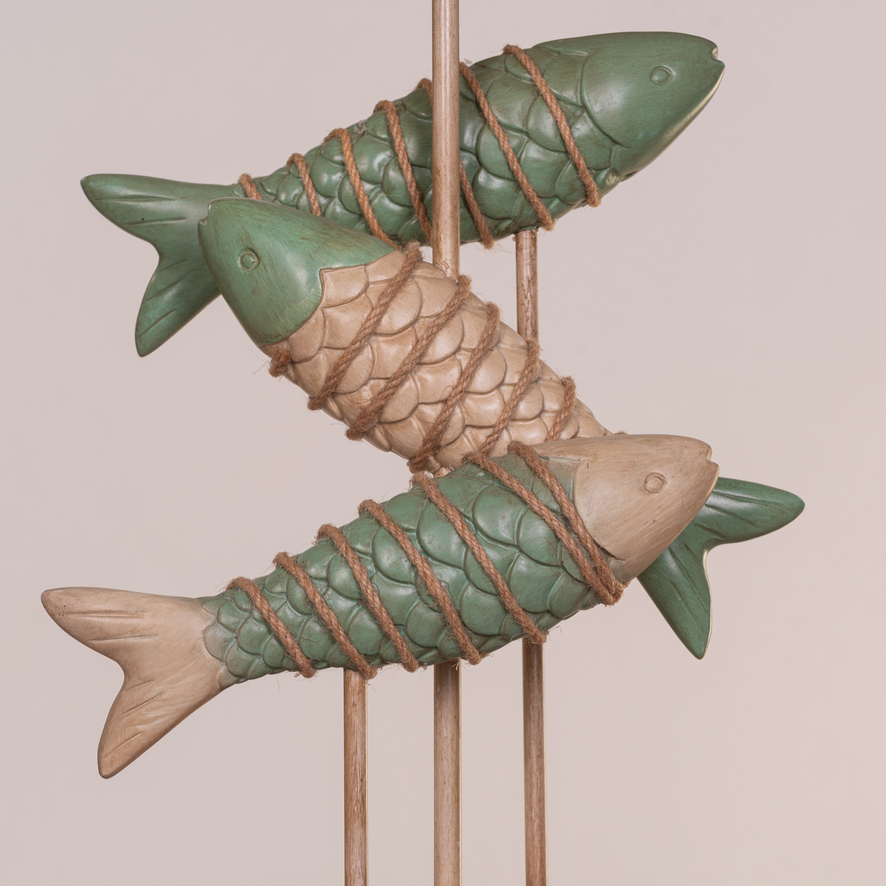 Something Fishy (Green, Beige) Wooden Table Lamp