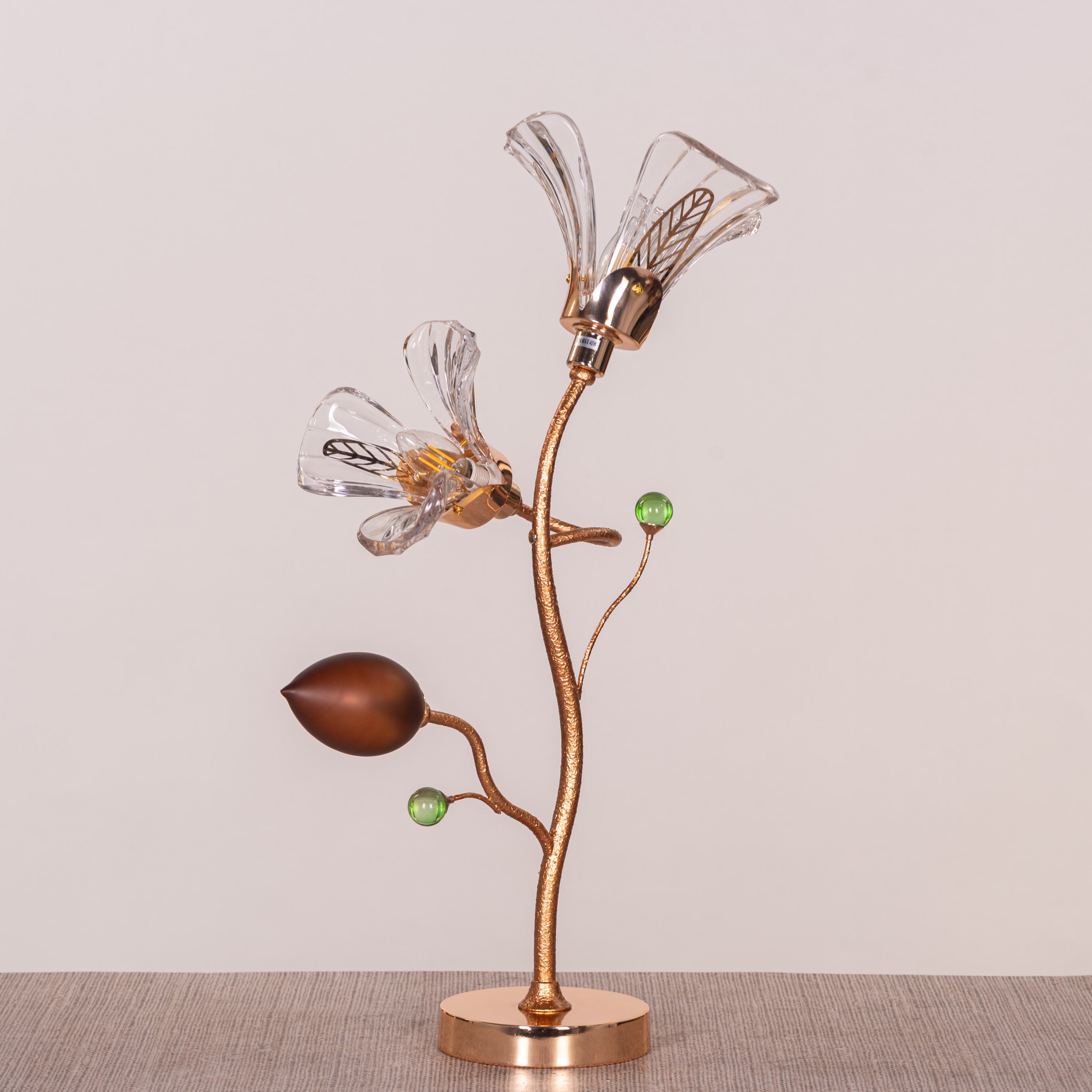 Harubana Grace (Rose Gold, Clear Amber) Textured Glass Table Lamp