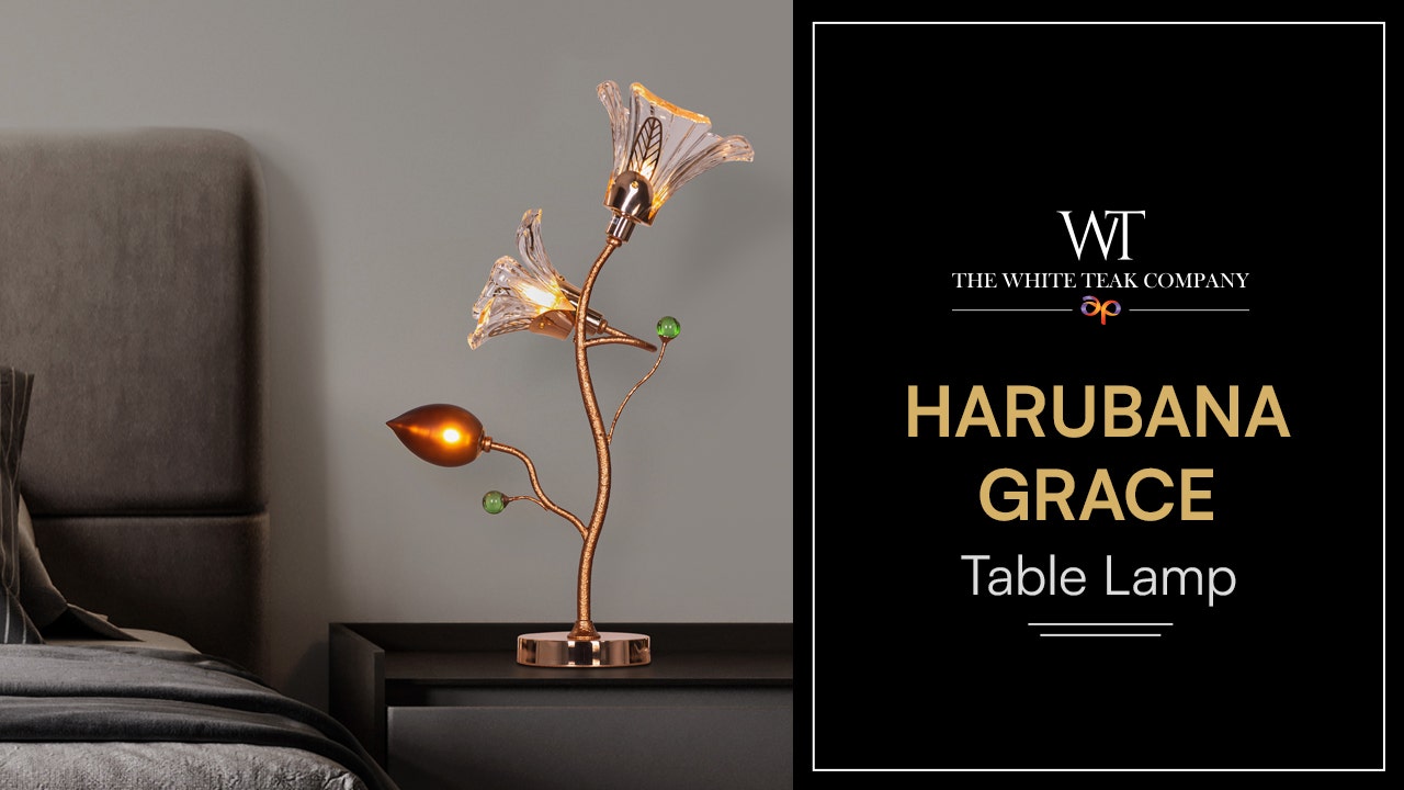 Harubana Grace (Rose Gold, Clear Amber) Textured Glass Table Lamp