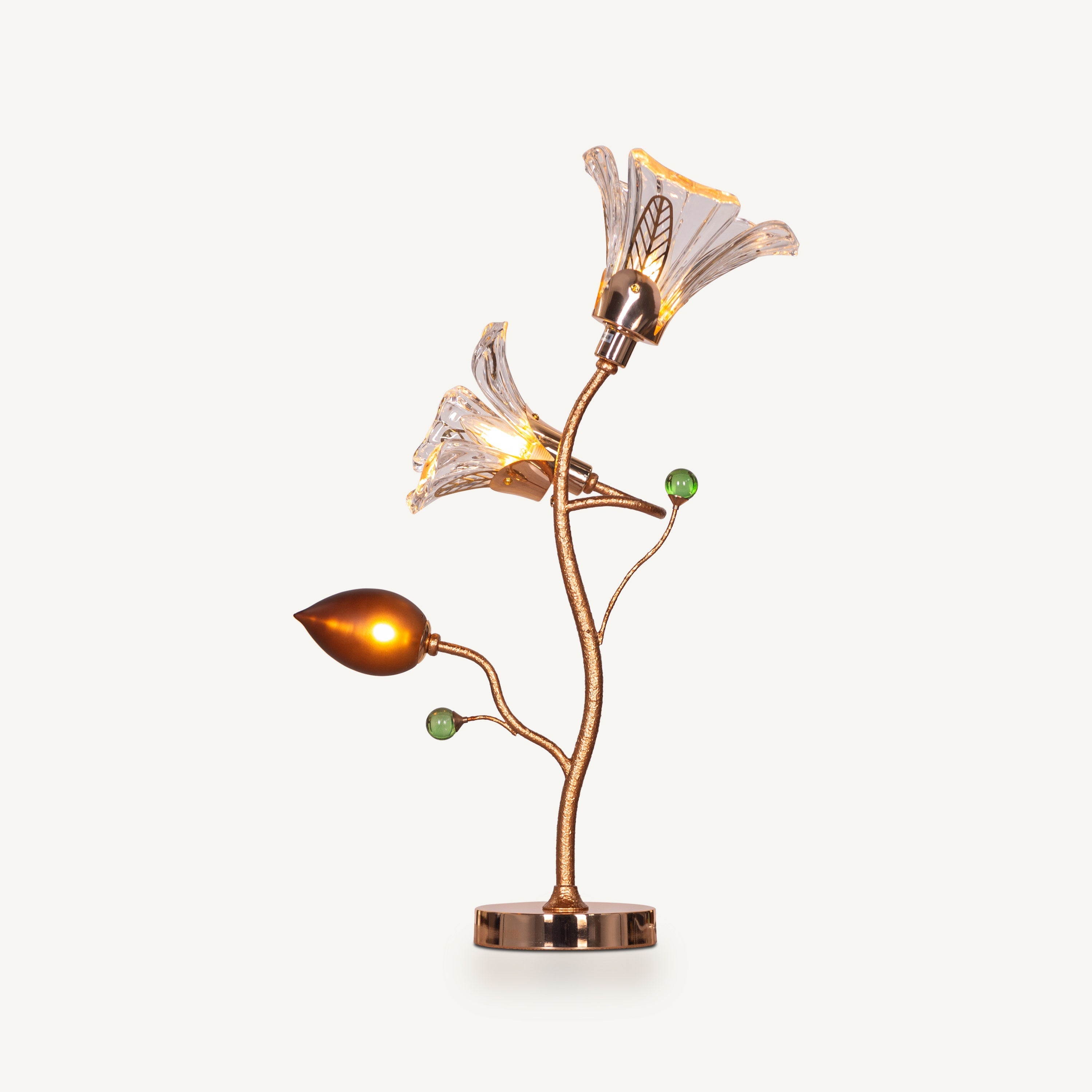 Harubana Grace (Rose Gold, Clear Amber) Textured Glass Table Lamp