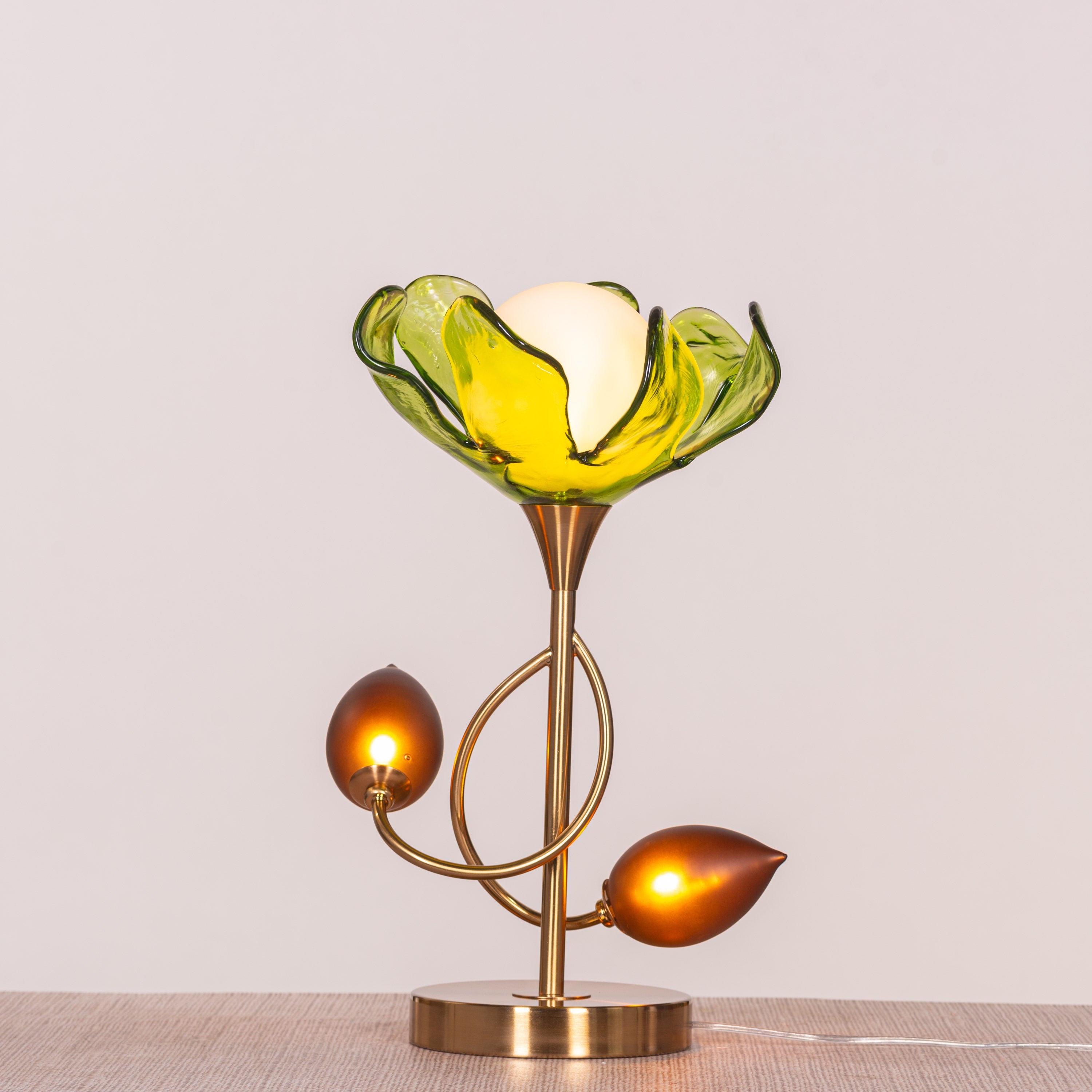 Midori Grace (Gold, Green & Amber) Tinted Glass Table Lamp