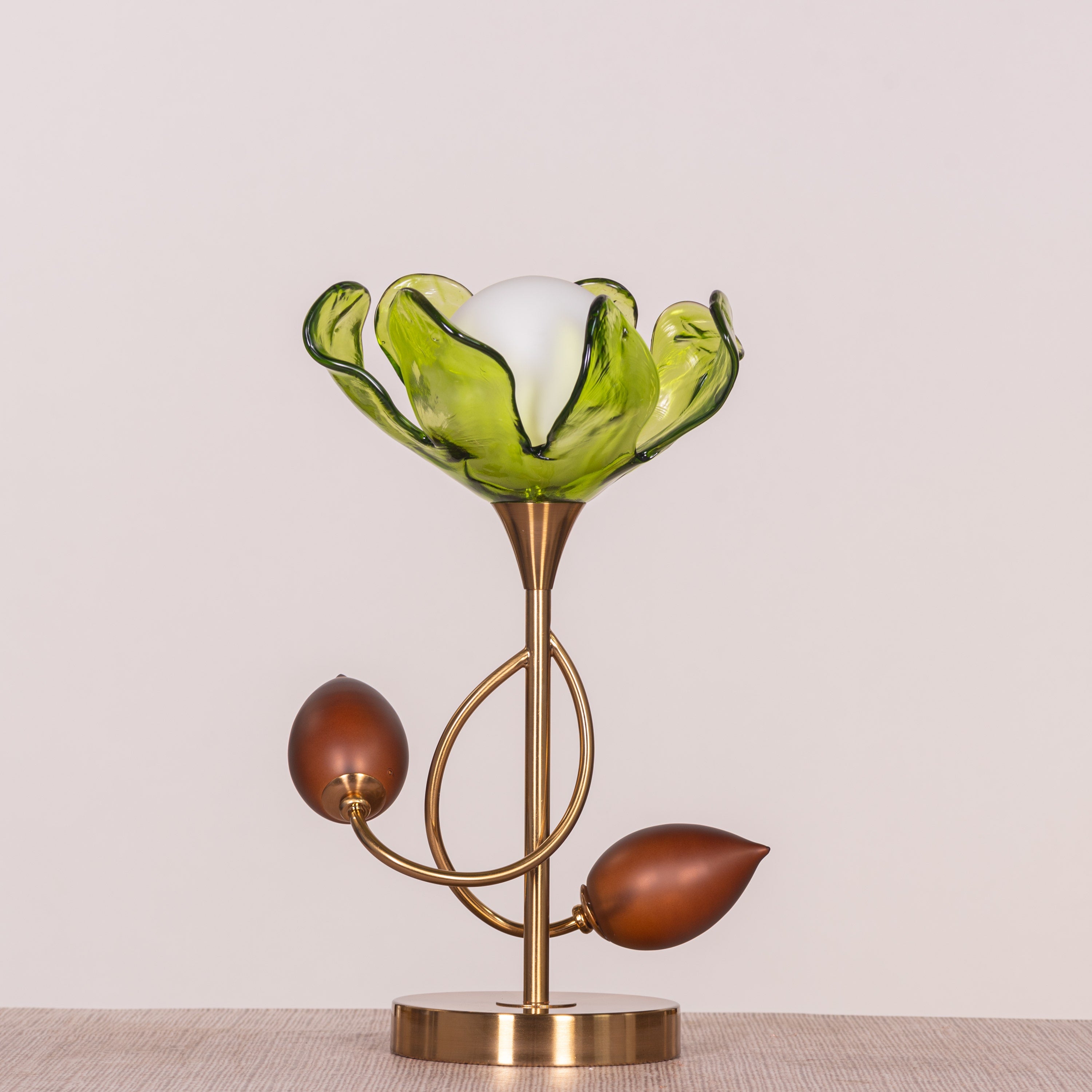 Midori Grace (Gold, Green & Amber) Tinted Glass Table Lamp