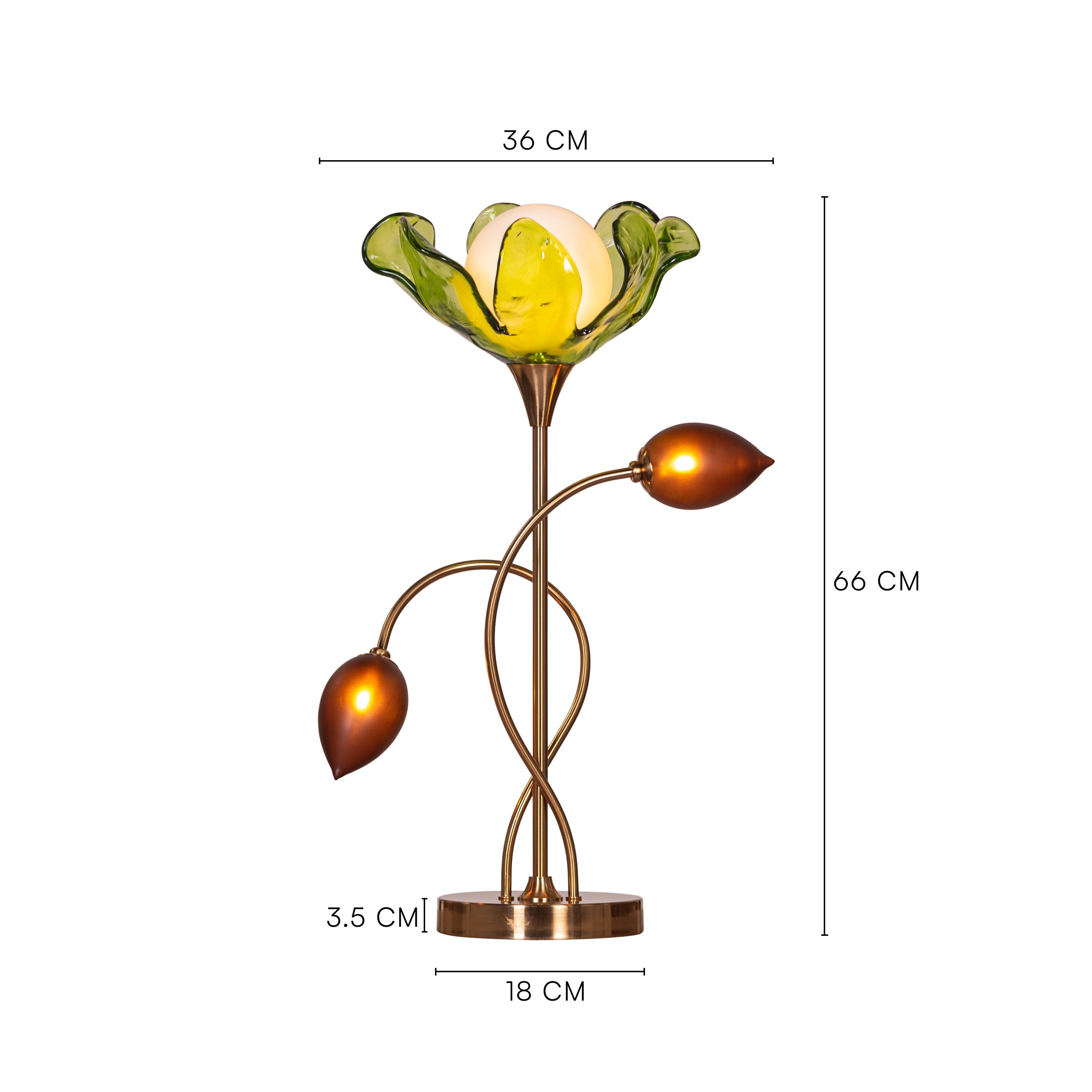 Midori Harmony (Gold, Green & Amber) Tinted Glass Table Lamp