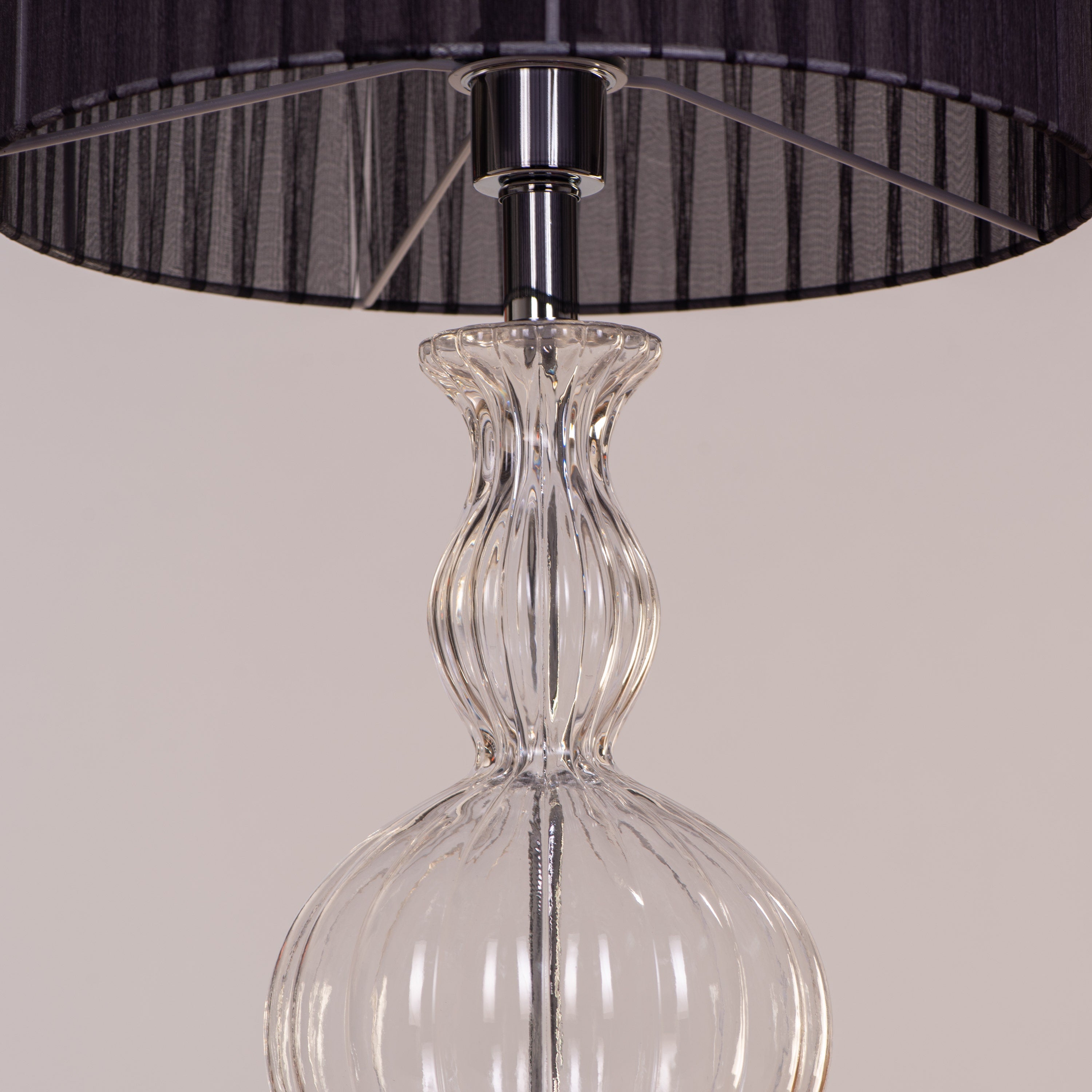 Like Never Before (Chrome, Black) Clear Glass Table Lamp