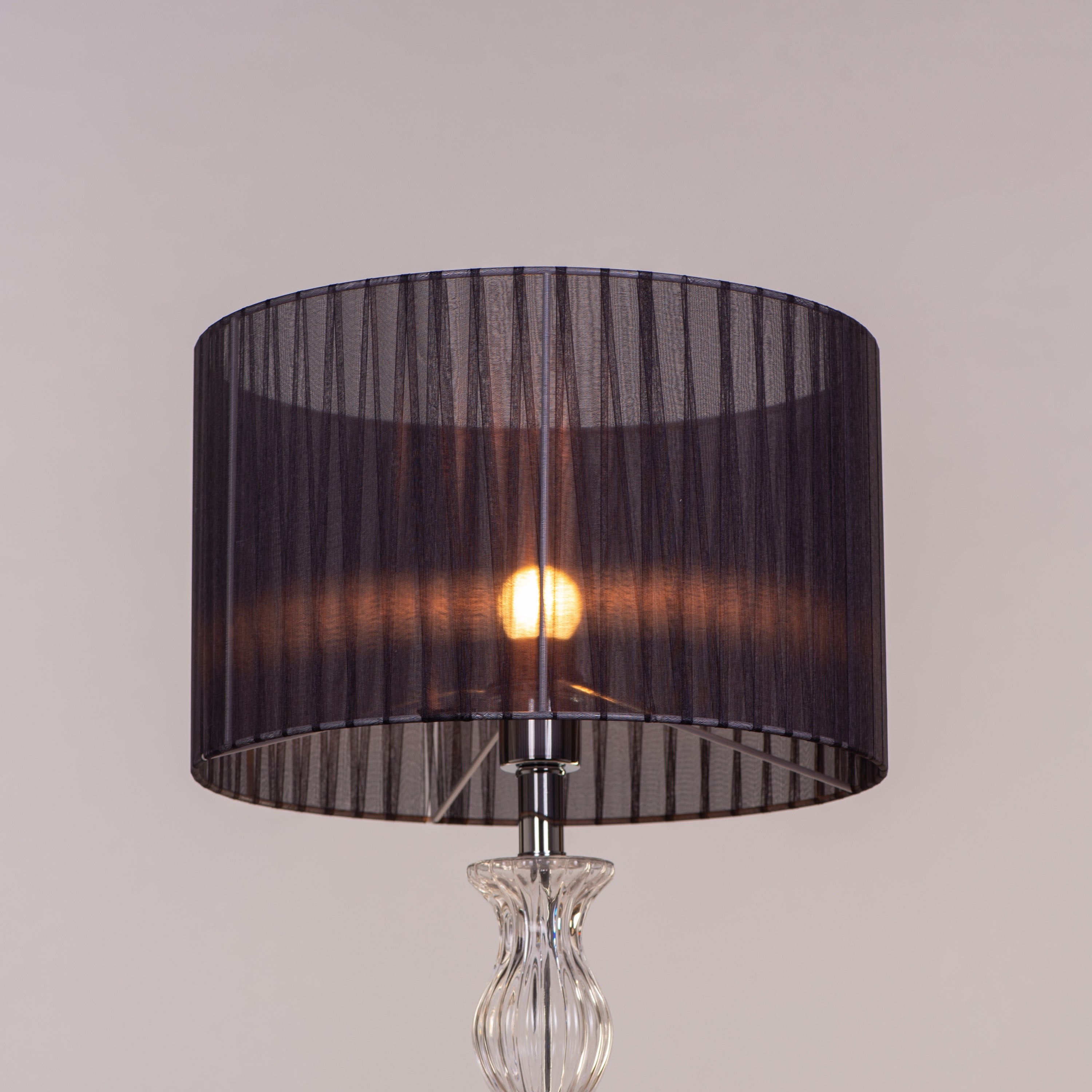 Like Never Before (Chrome, Black) Clear Glass Table Lamp