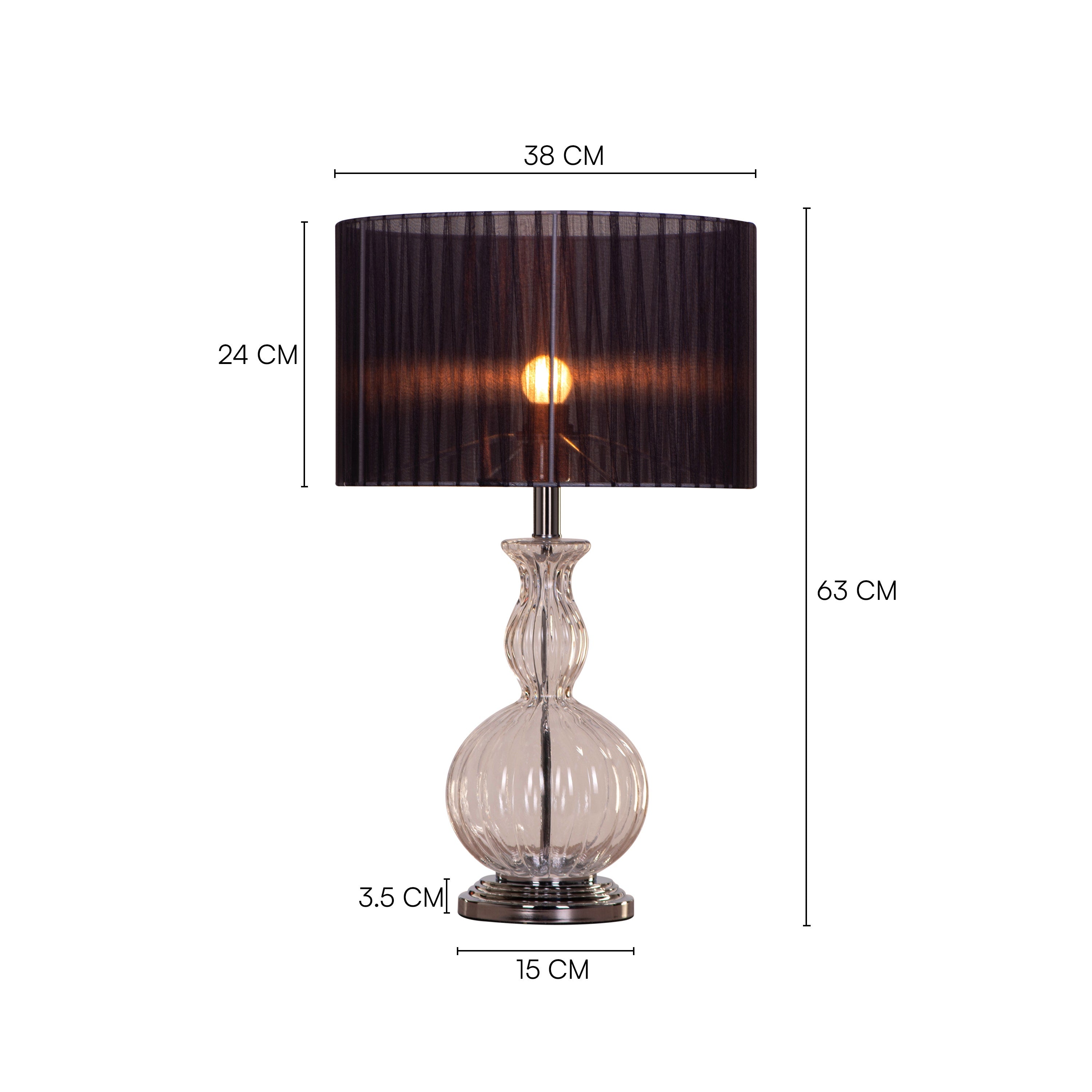 Like Never Before (Chrome, Black) Clear Glass Table Lamp