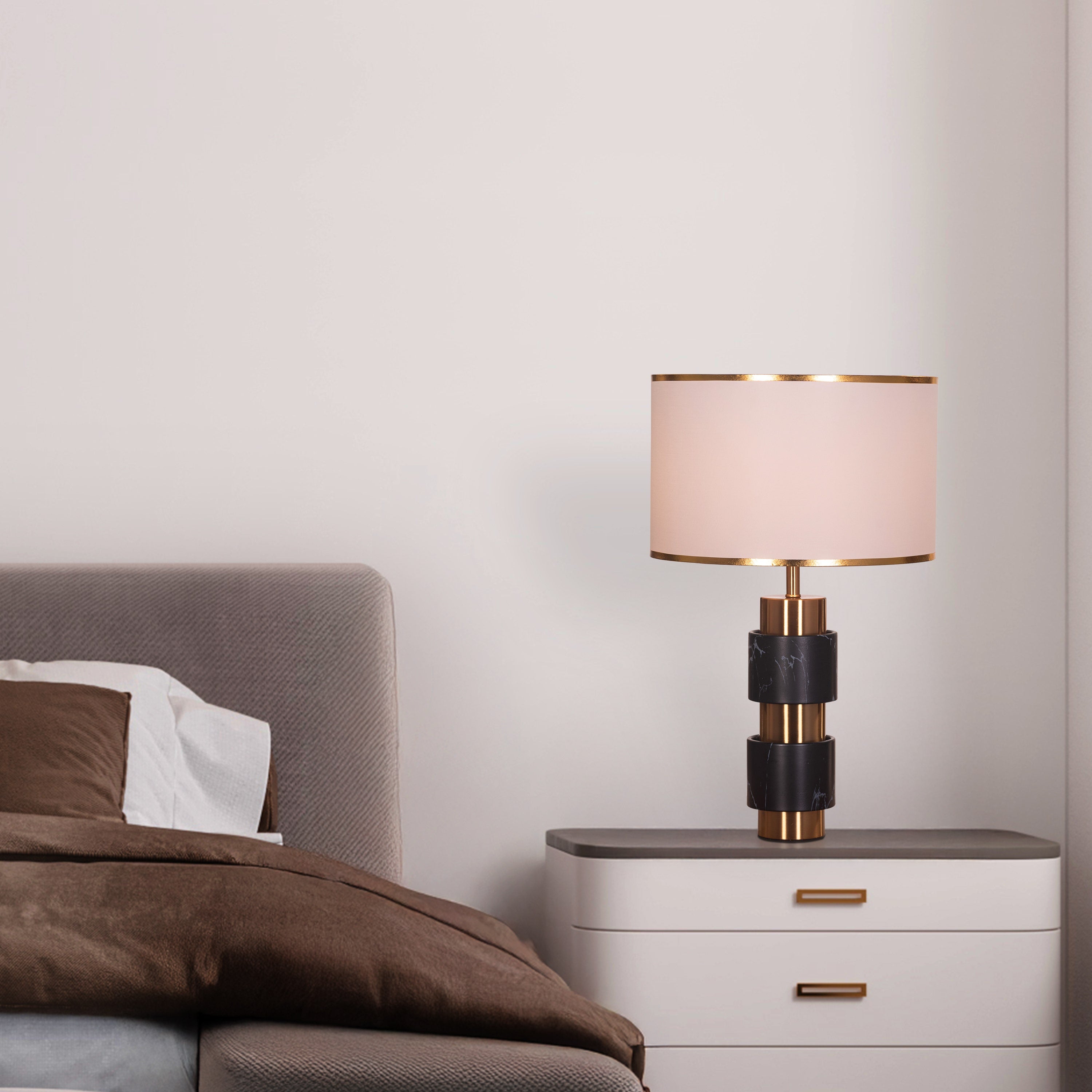 Road Ahead (Gold, Black, White) Metal Table Lamp