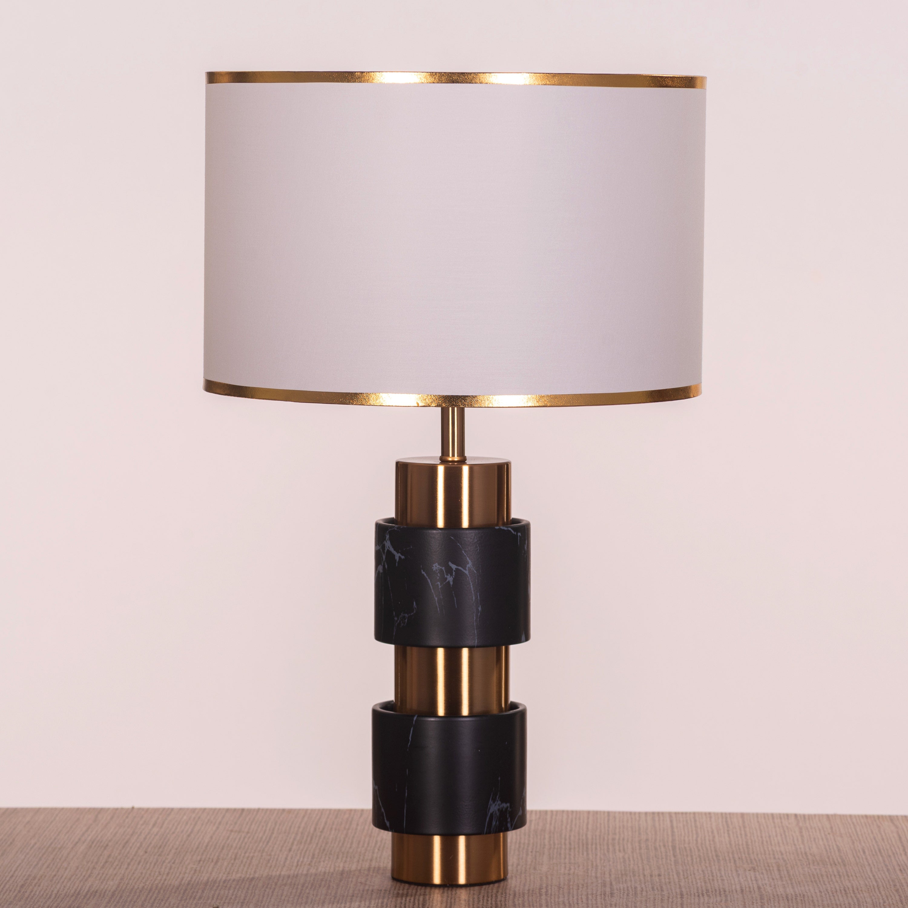 Road Ahead (Gold, Black, White) Metal Table Lamp
