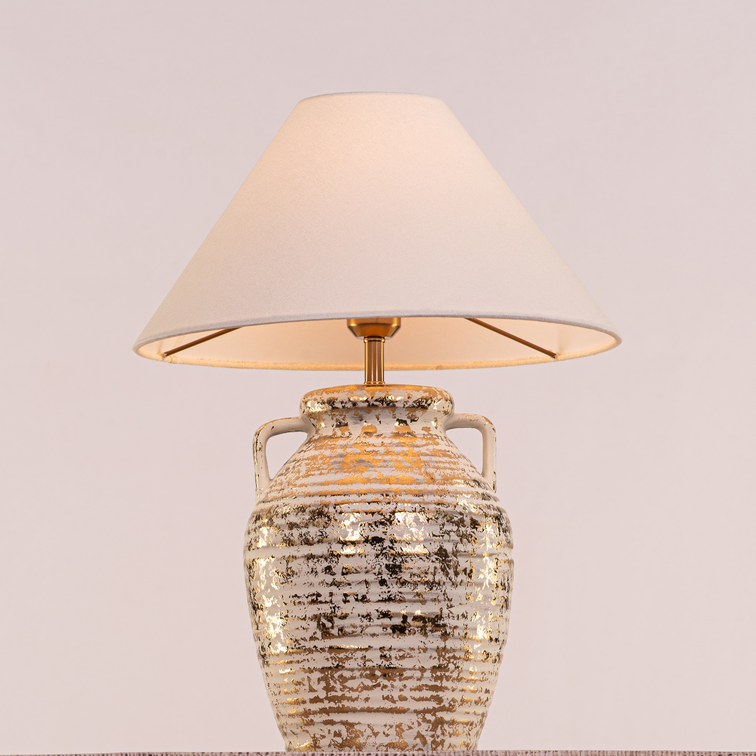 Velera (White, Gold) Fabric Table Lamp
