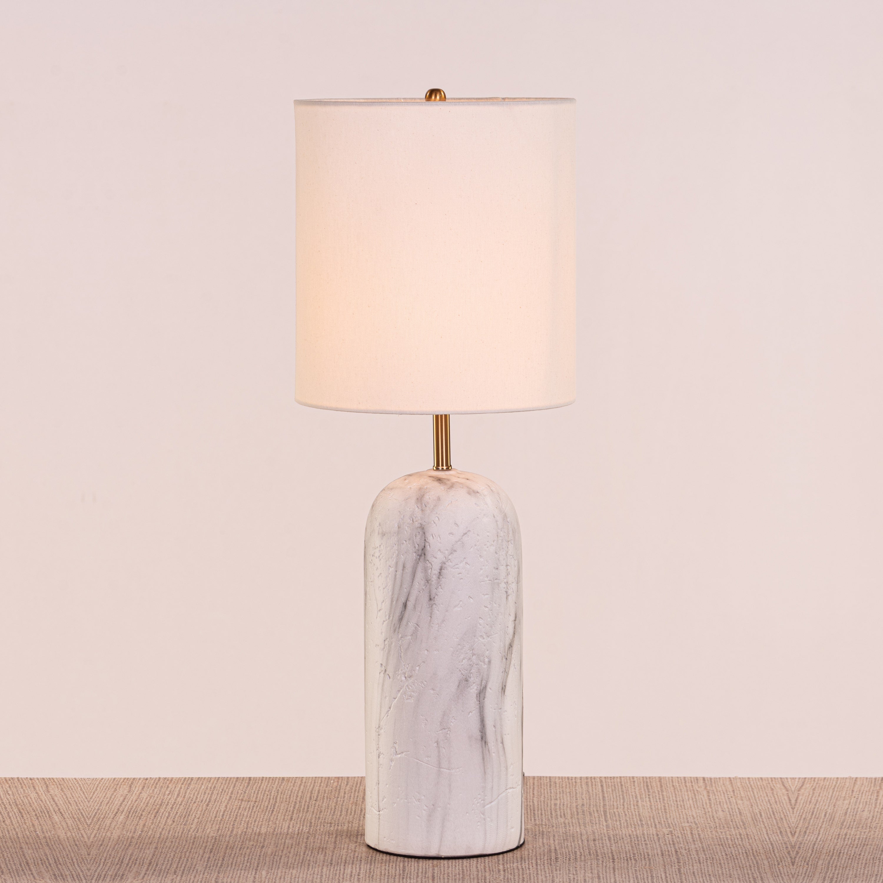 Words Unsaid (Grey, White) Fabric Table Lamp