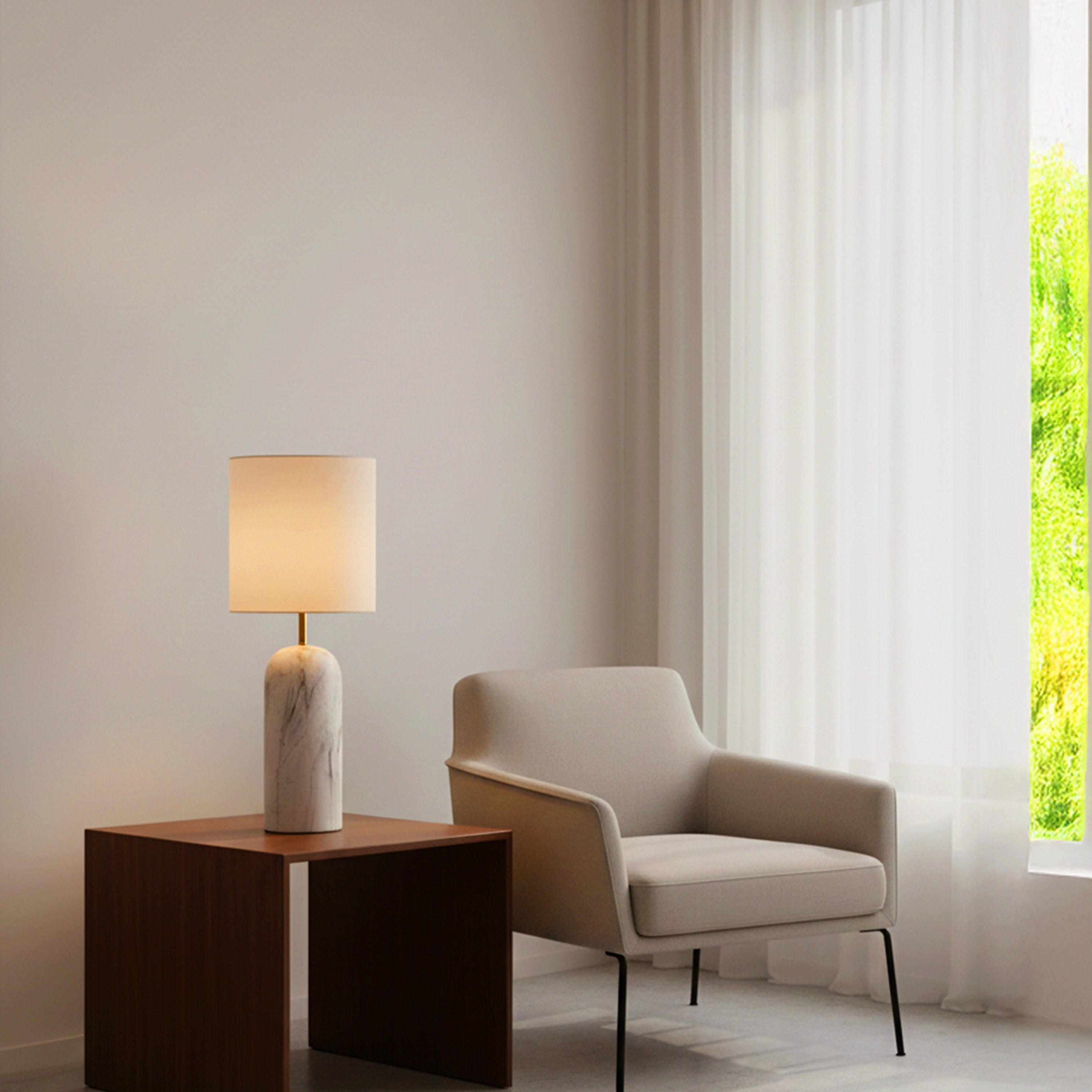 Words Unsaid (Grey, White) Fabric Table Lamp