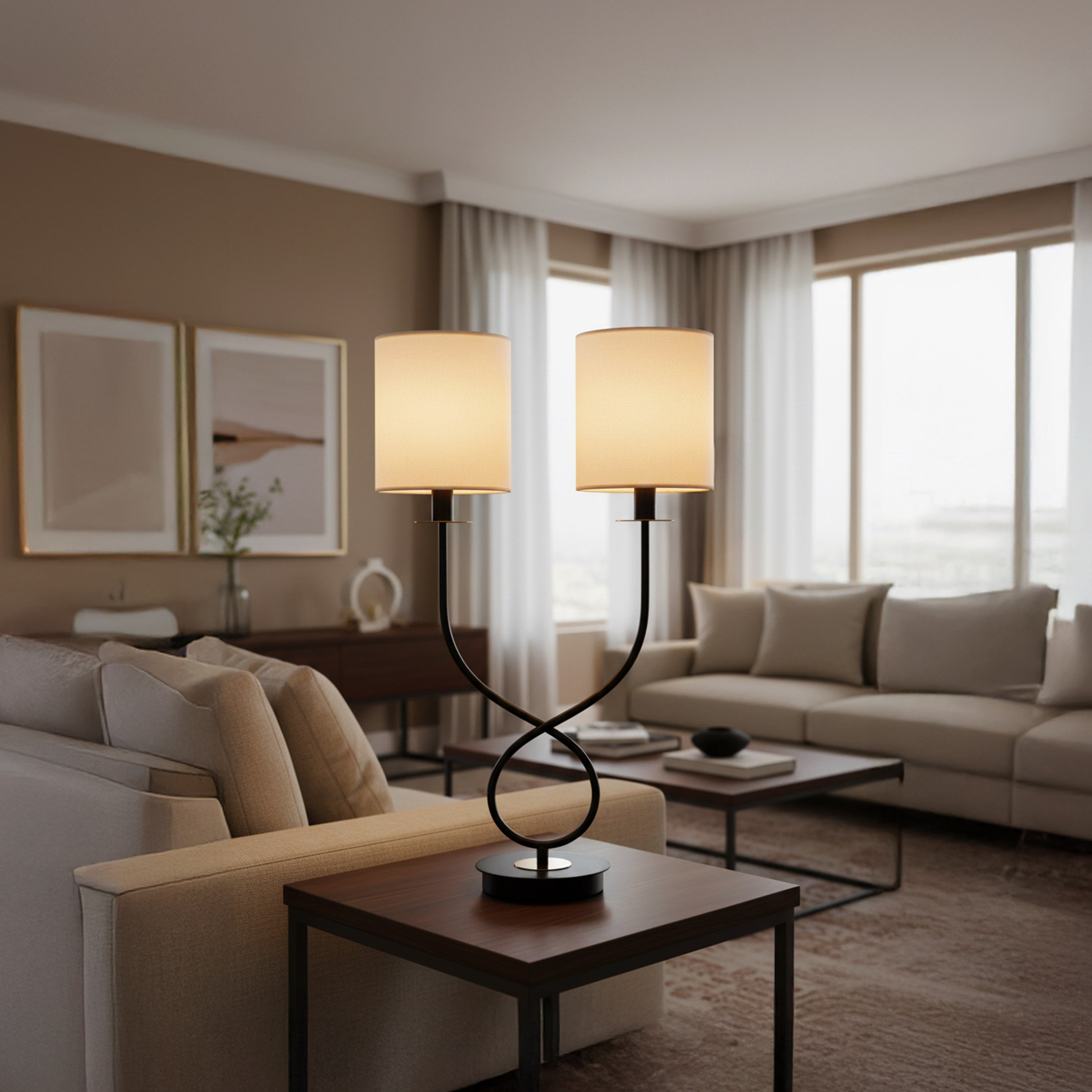 Remus and Romulus (Black) Fabric Table Lamp