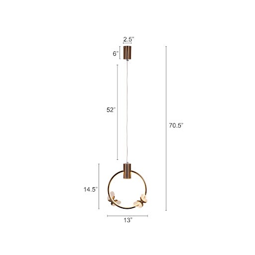 Butterfly Kisses (Gold, Dimmable LED With Remote Control) Pendant Light