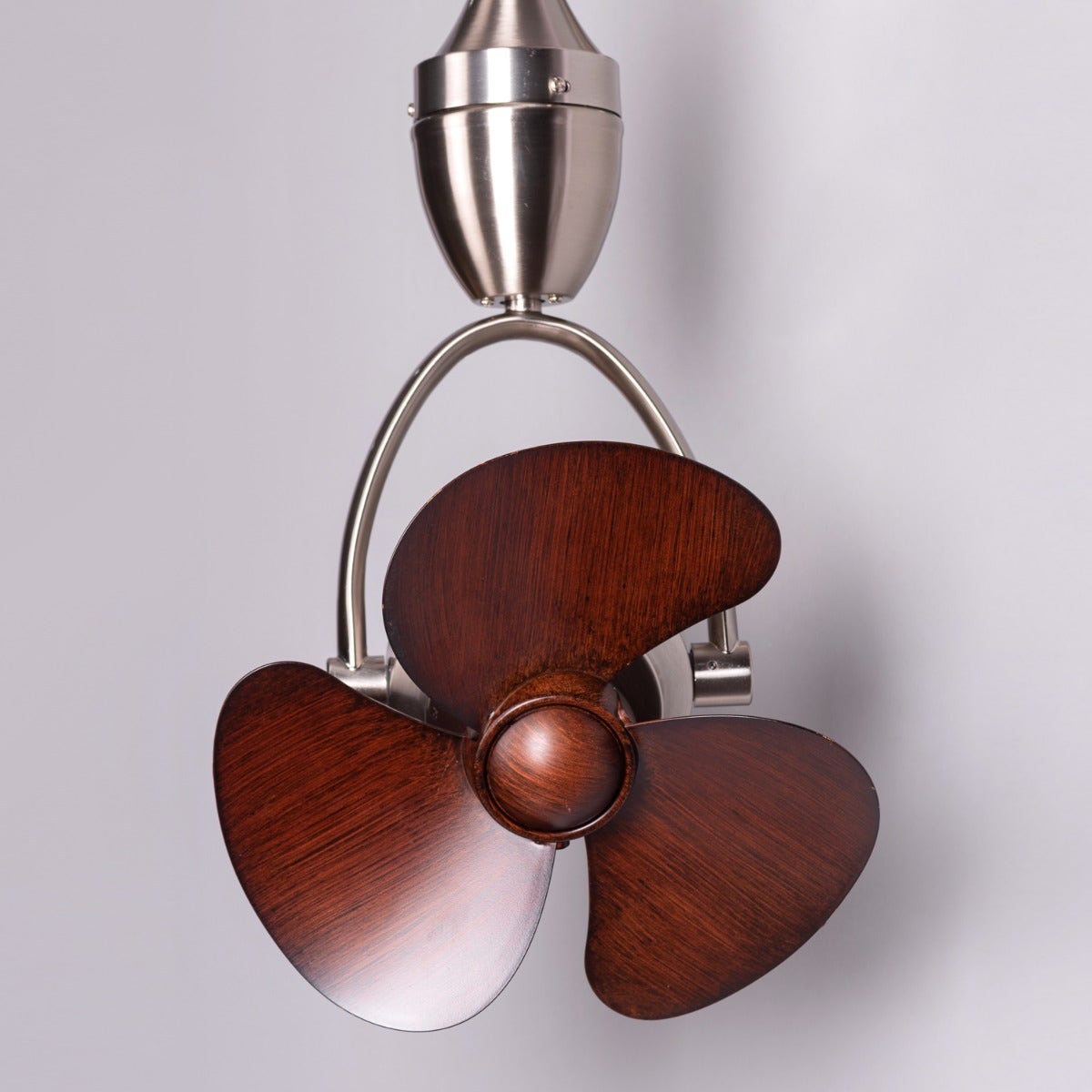 Canary Wharf (Oval Blade, 28 cm Span, Chrome Finish Metal Body, Teak Wood Finish ABS Blades) Ceiling/Wall Fan