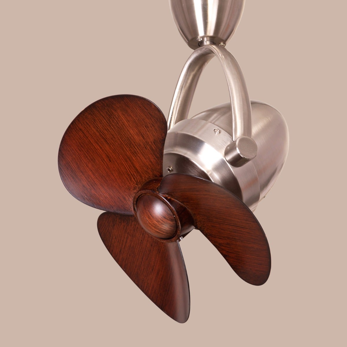 Canary Wharf (Oval Blade, 28 cm Span, Chrome Finish Metal Body, Teak Wood Finish ABS Blades) Ceiling/Wall Fan