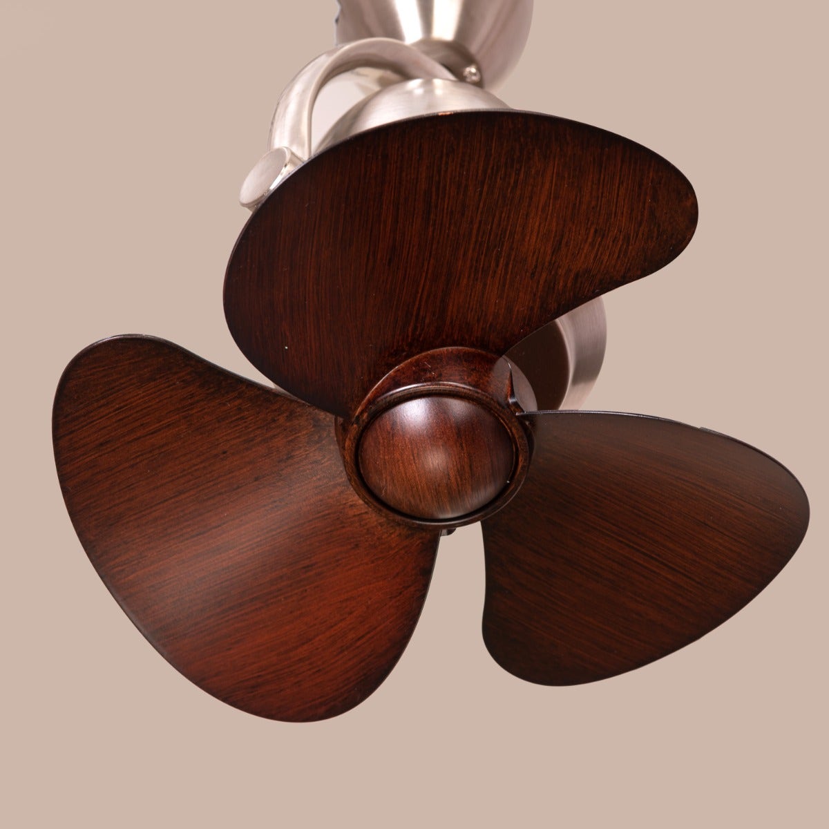 Canary Wharf (Oval Blade, 28 cm Span, Chrome Finish Metal Body, Teak Wood Finish ABS Blades) Ceiling/Wall Fan