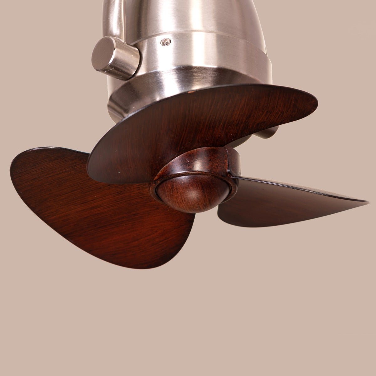Canary Wharf (Oval Blade, 28 cm Span, Chrome Finish Metal Body, Teak Wood Finish ABS Blades) Ceiling/Wall Fan