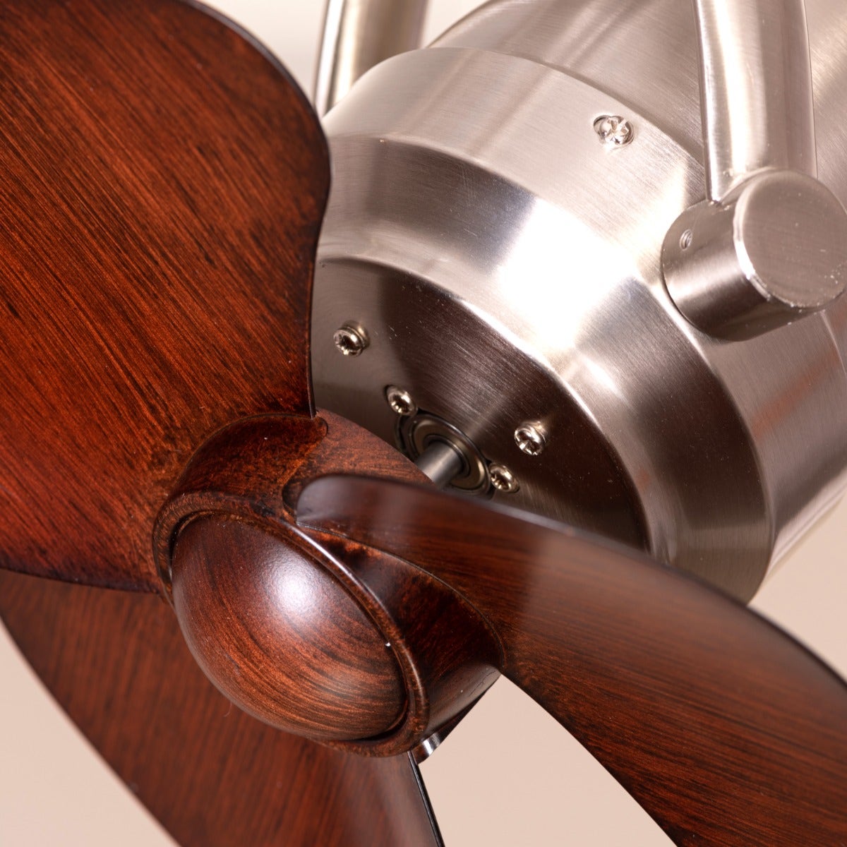 Canary Wharf (Oval Blade, 28 cm Span, Chrome Finish Metal Body, Teak Wood Finish ABS Blades) Ceiling/Wall Fan