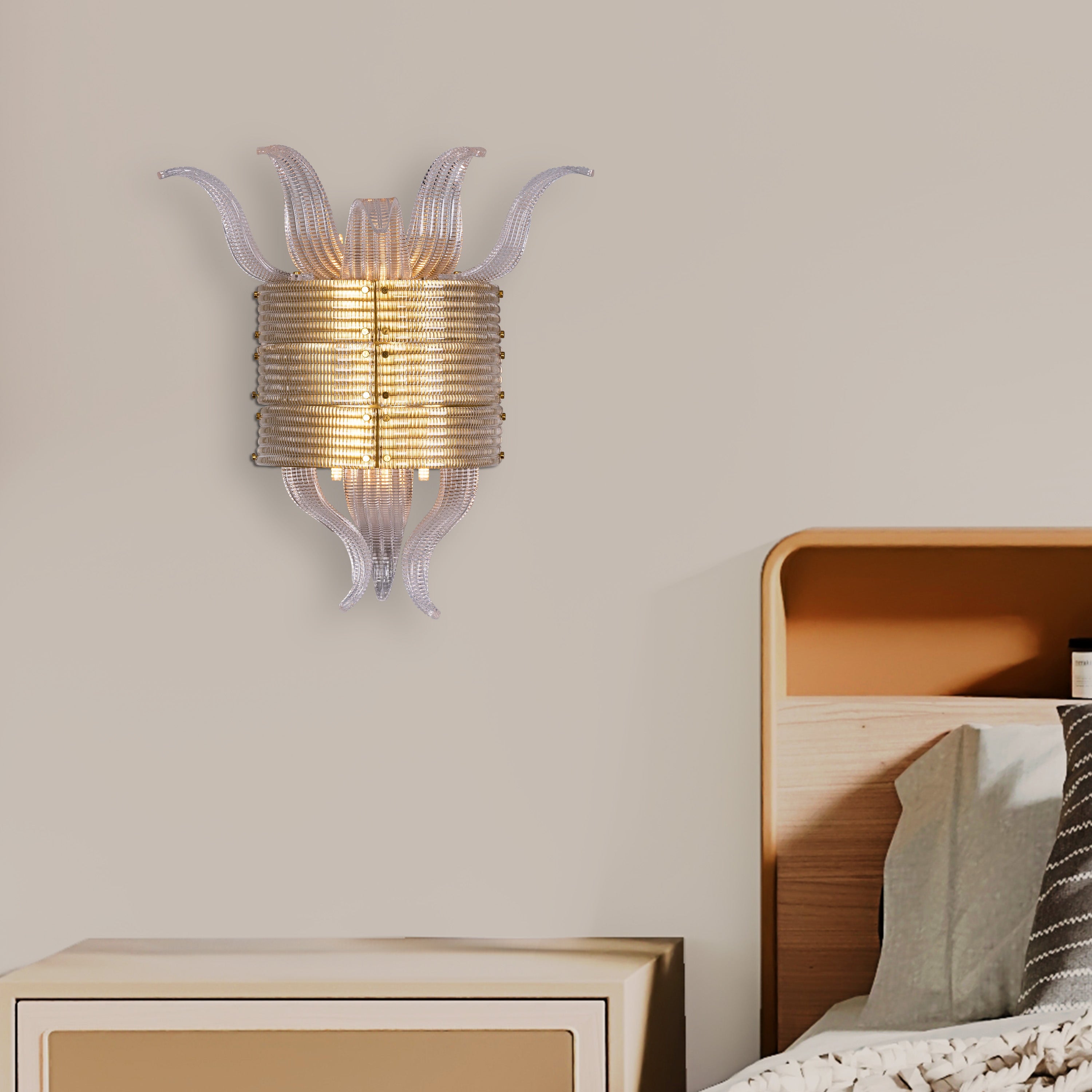 Seat At The Table (Gold) Textured Glass Wall Light