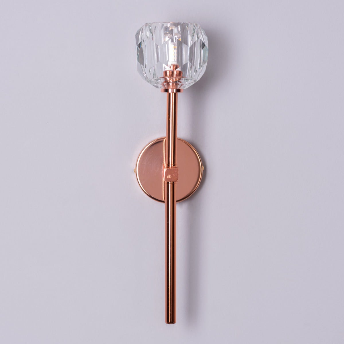 White Diamond (Long Stem, Rose Gold, Single Head) Crystal Wall Light
