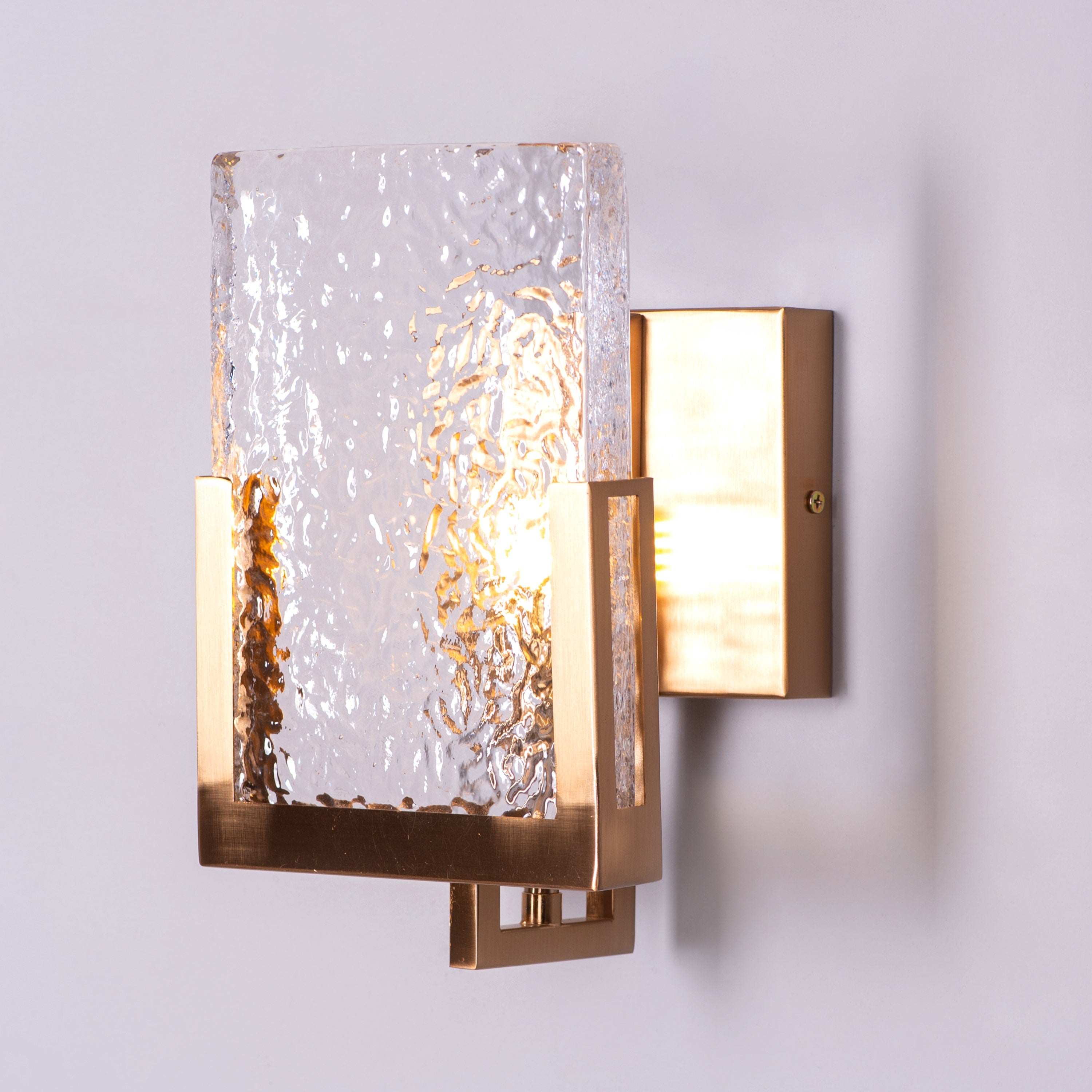Legacy Signature (Square, Gold) Textured Glass Wall Light