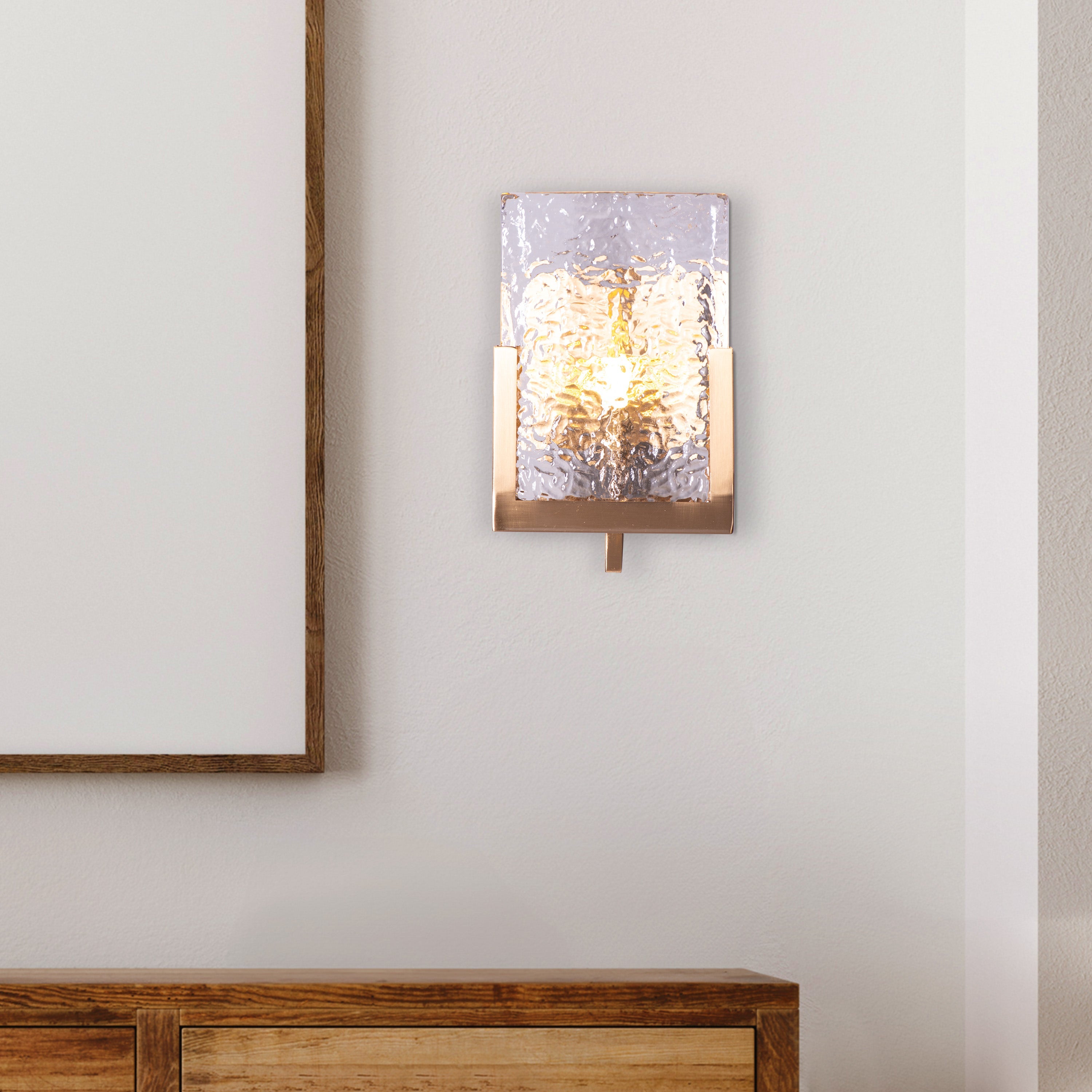 Legacy Signature (Square, Gold) Textured Glass Wall Light