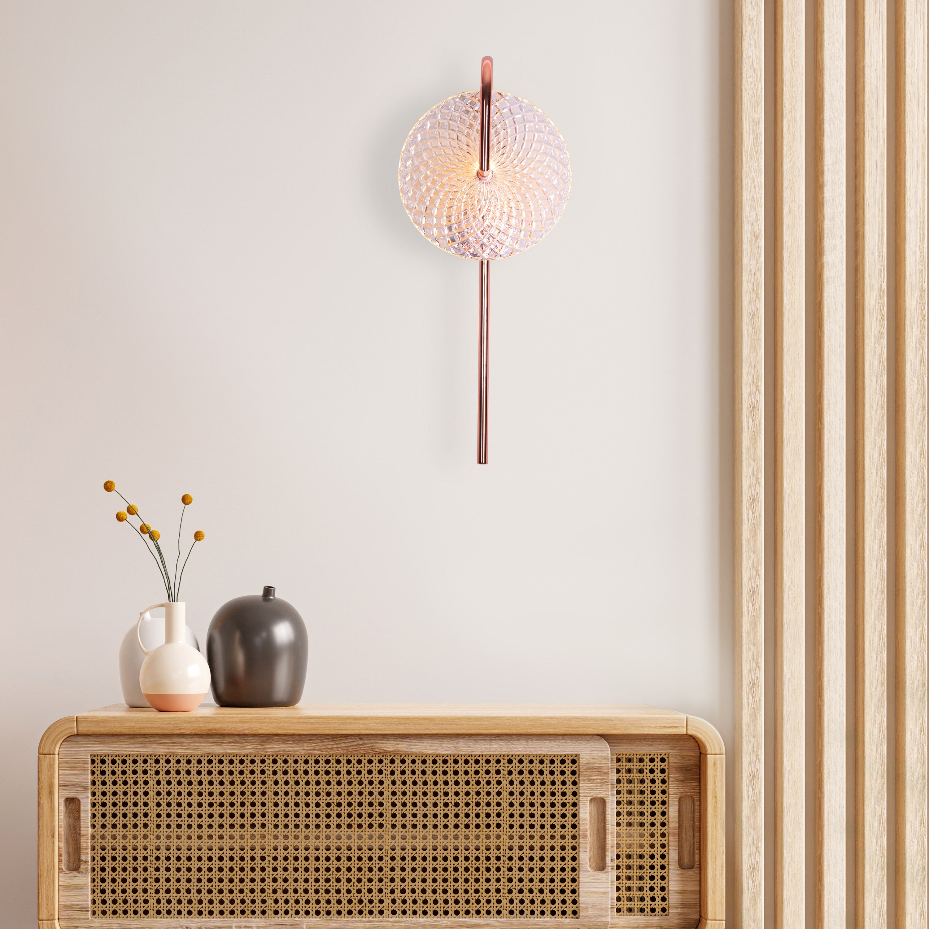 Call Your Name (Rose Gold) Textured Glass Wall Light