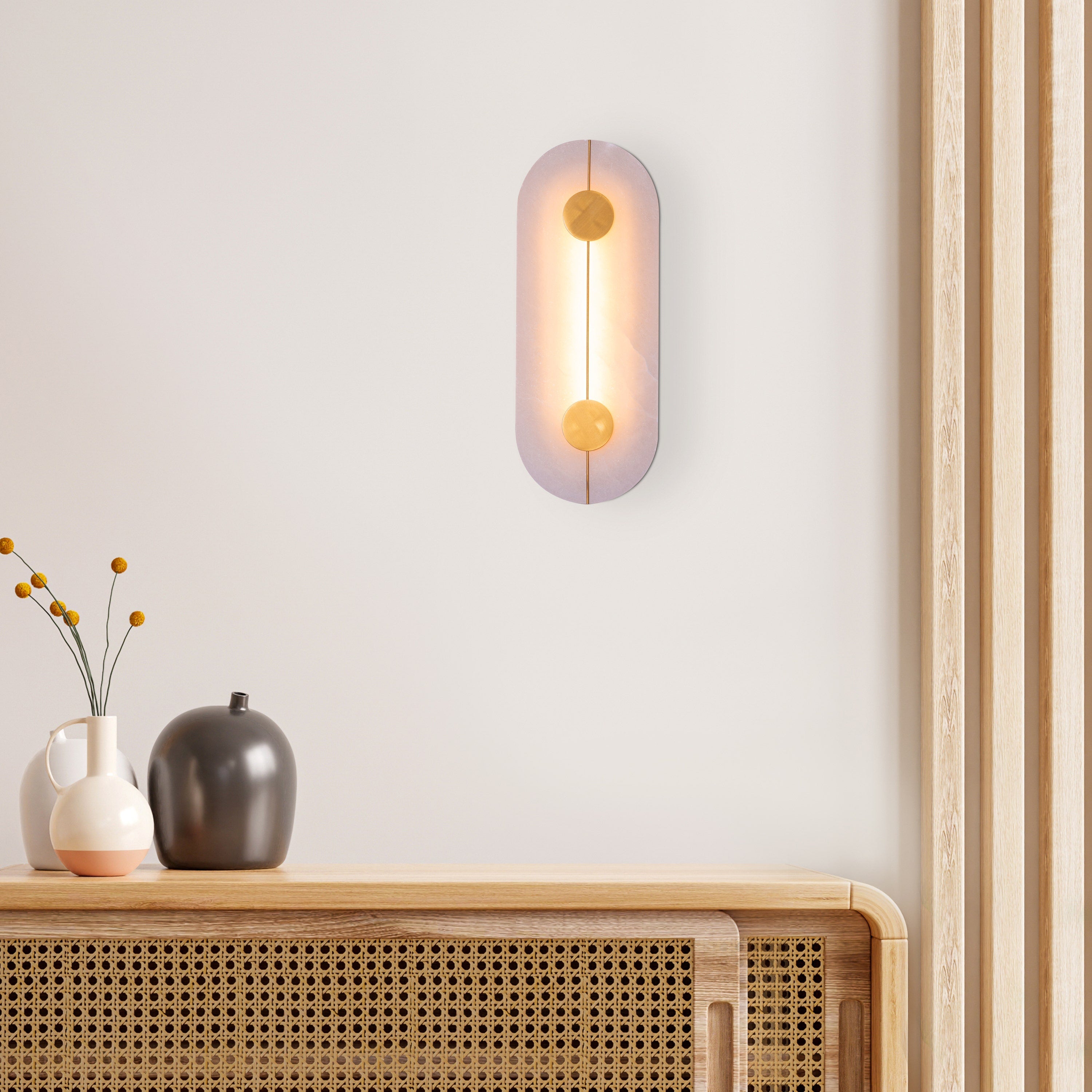 Long Story Short (Gold/White) Built-In LED Alabaster Wall Light