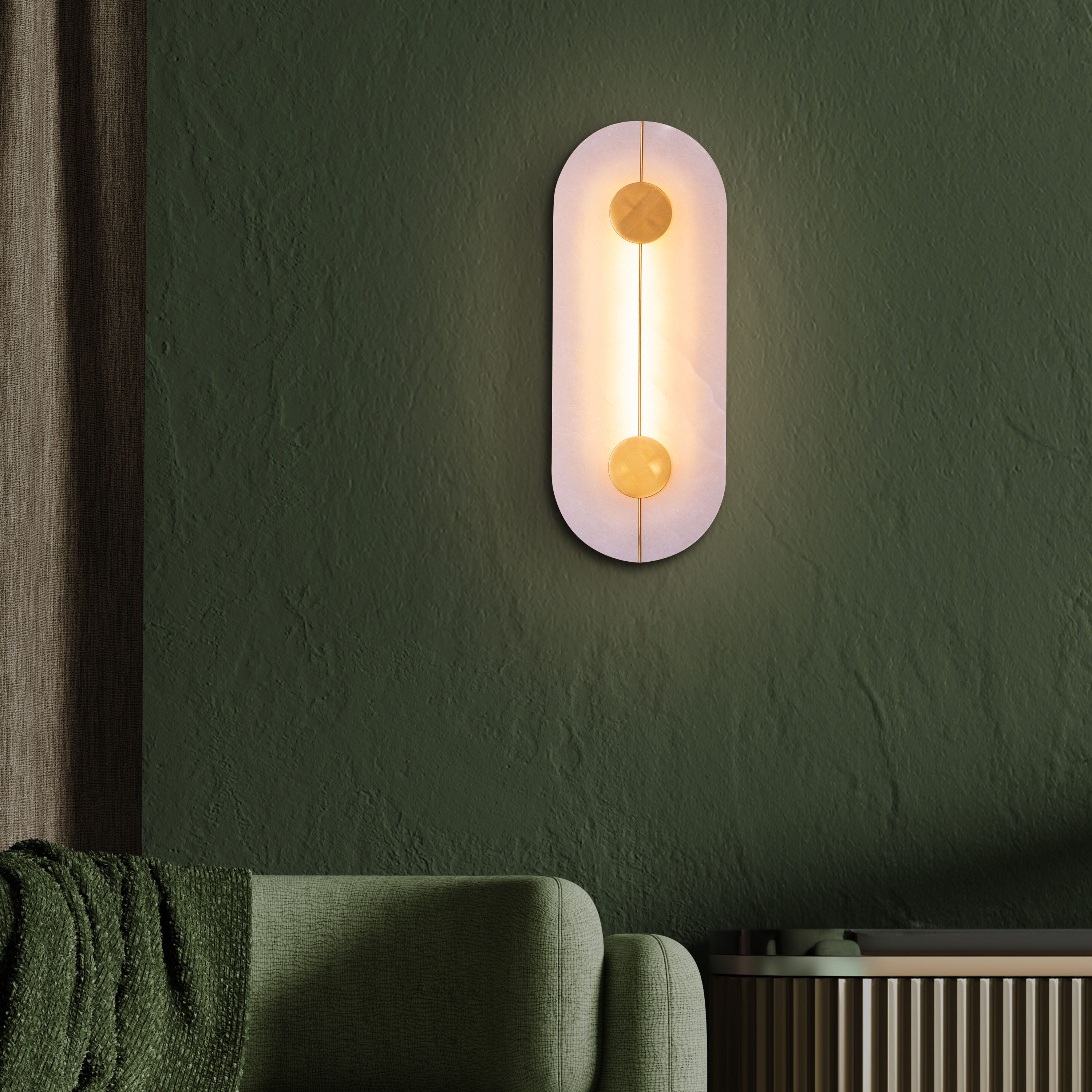 Long Story Short (Gold/White) Built-In LED Alabaster Wall Light