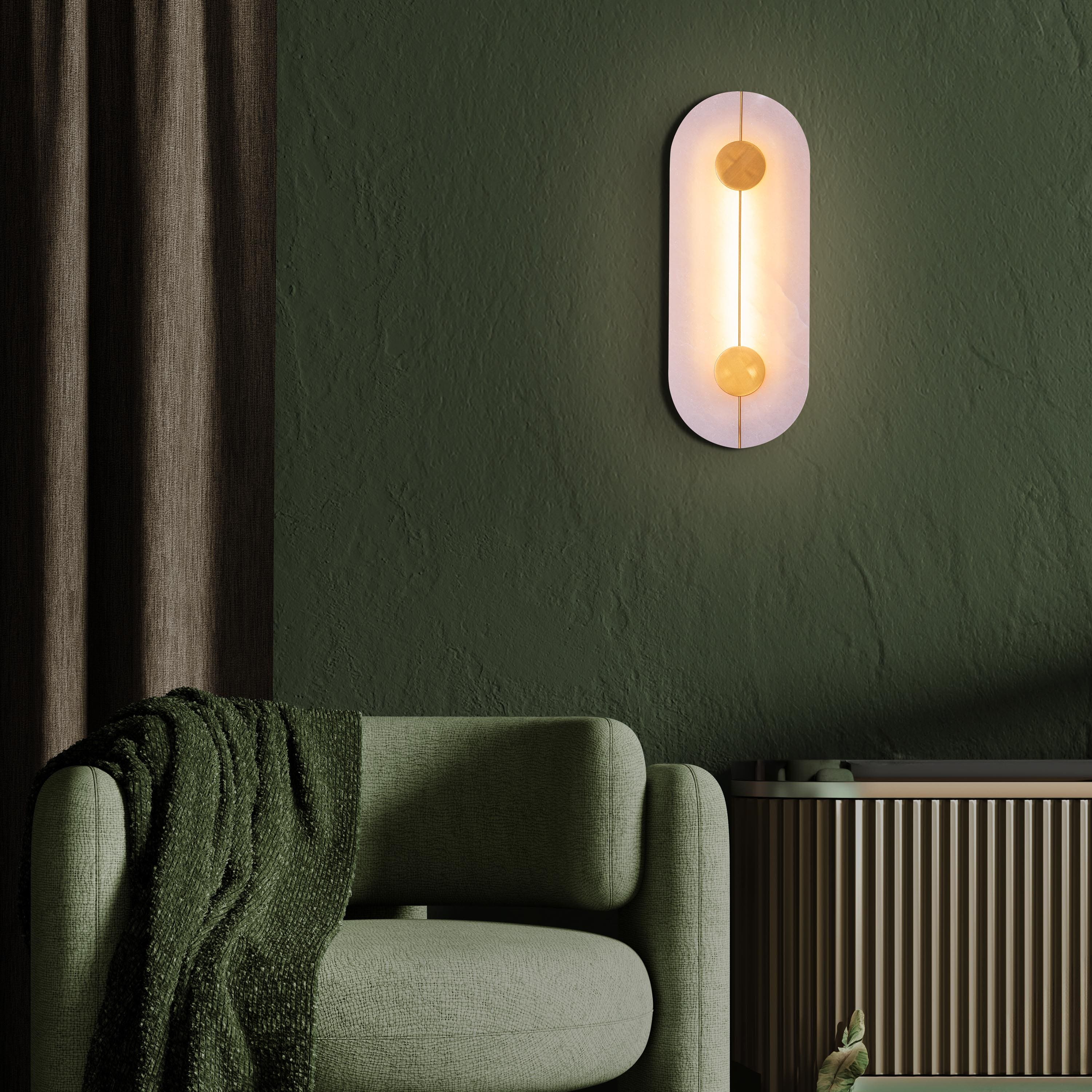 Long Story Short (Gold/White) Built-In LED Alabaster Wall Light