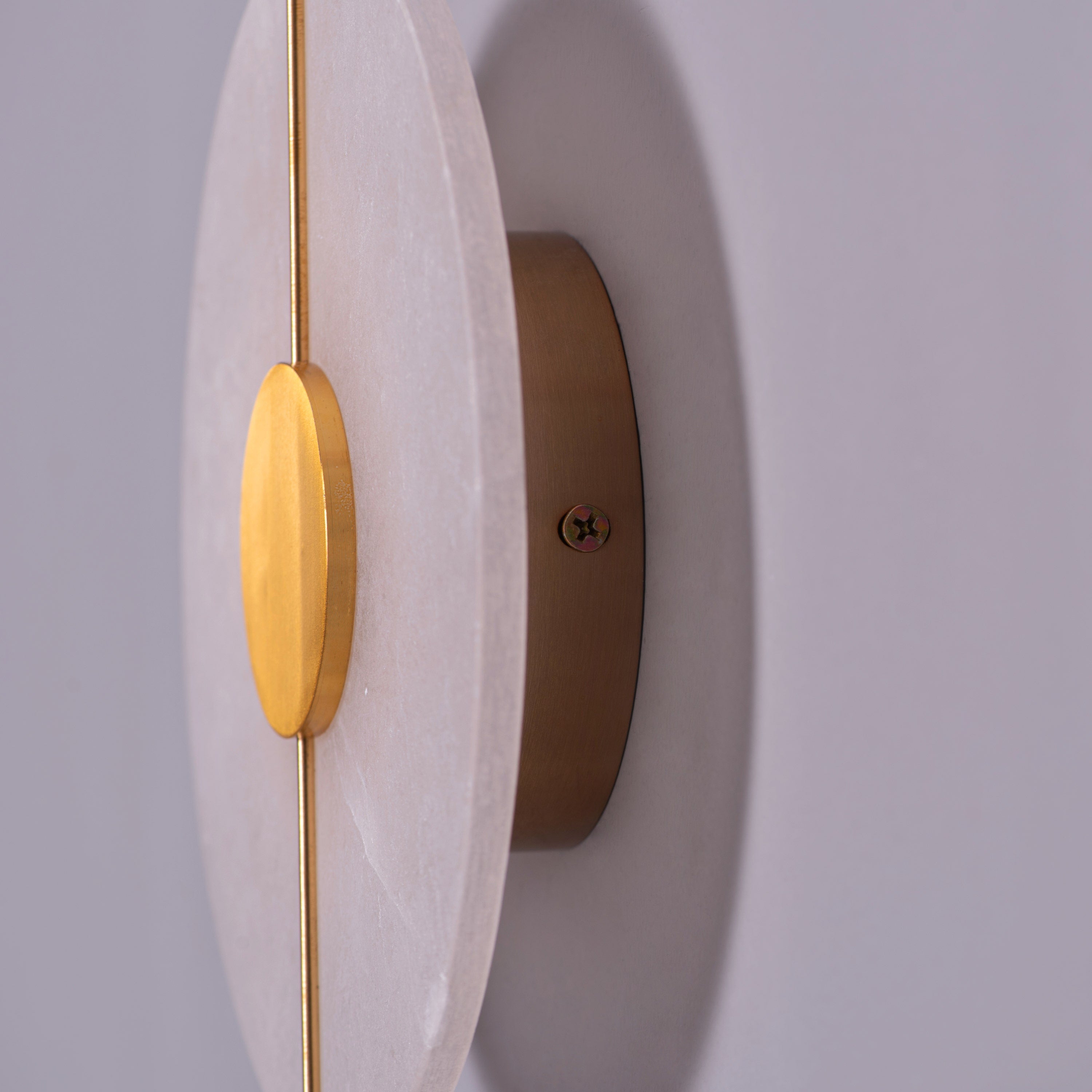 Boomerang (Gold, White) Built-In LED Alabaster Wall Light