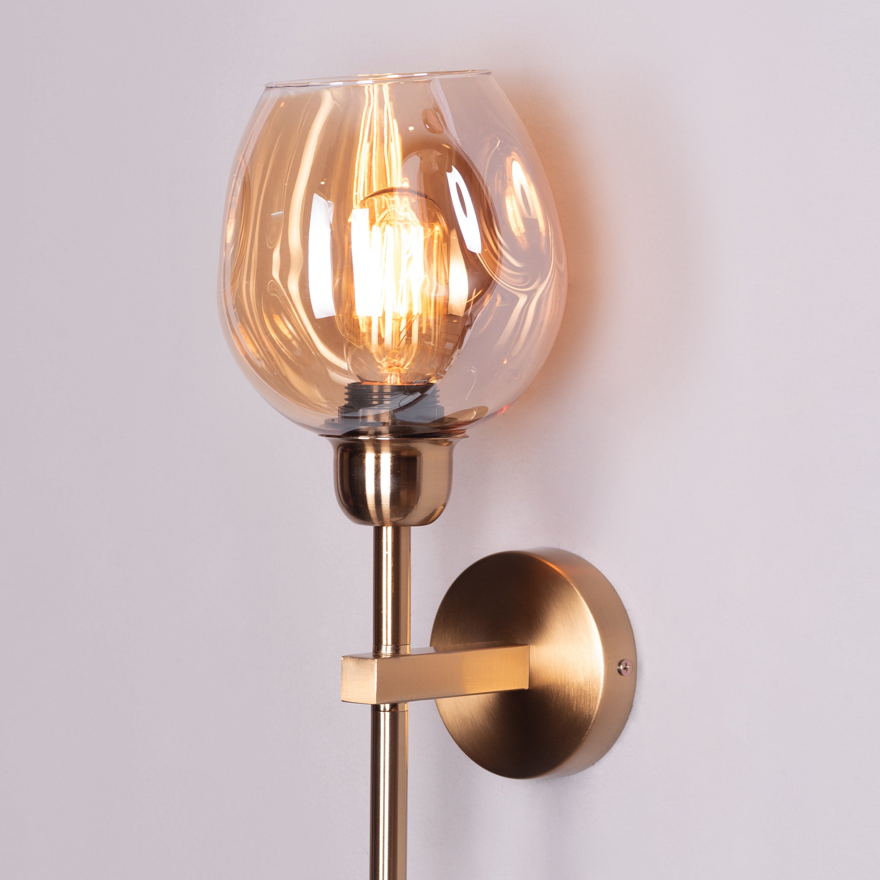 Mykonos Memories (Gold, Amber) Clear Glass Wall Light