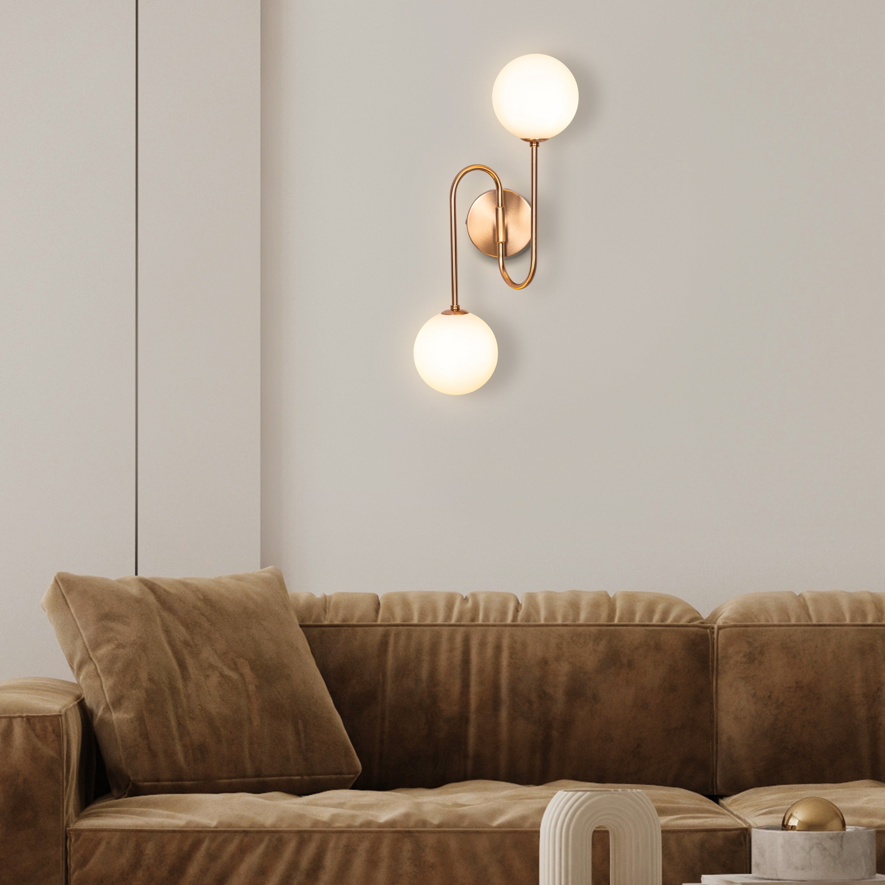 Many Moons Away (Gold) Frosted Glass Wall Light