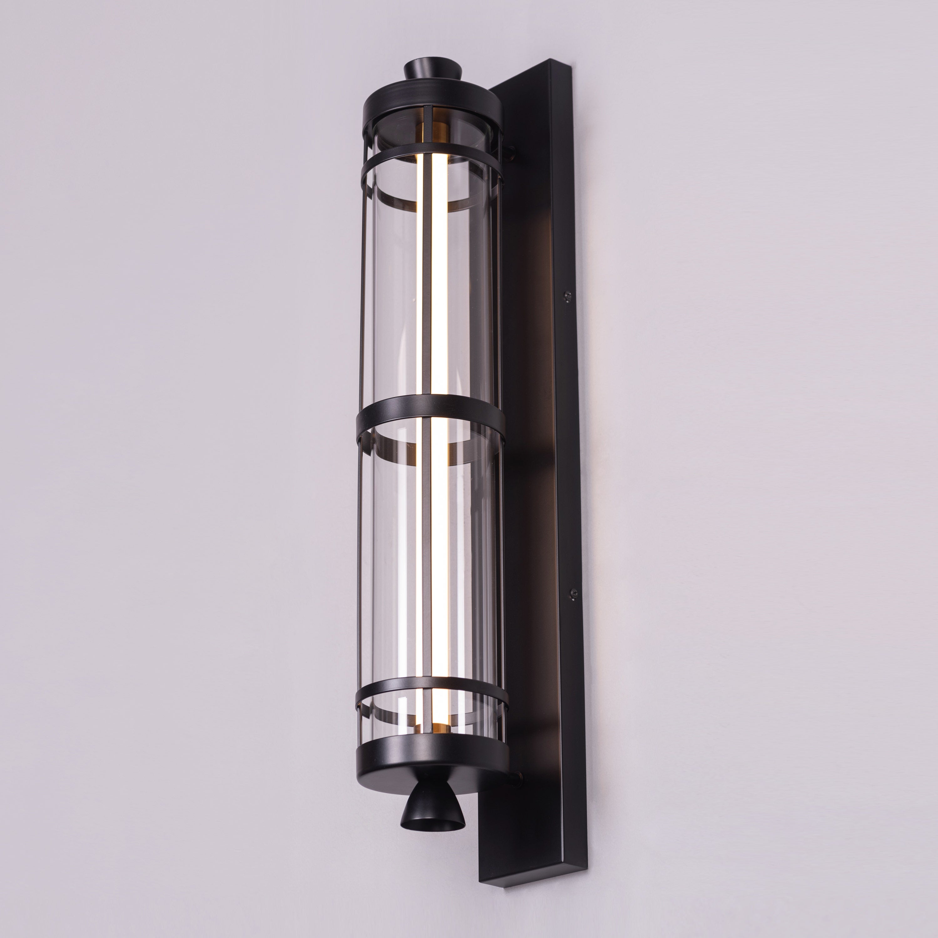 Travel Light (Black) Built-In LED Clear Glass Wall Light