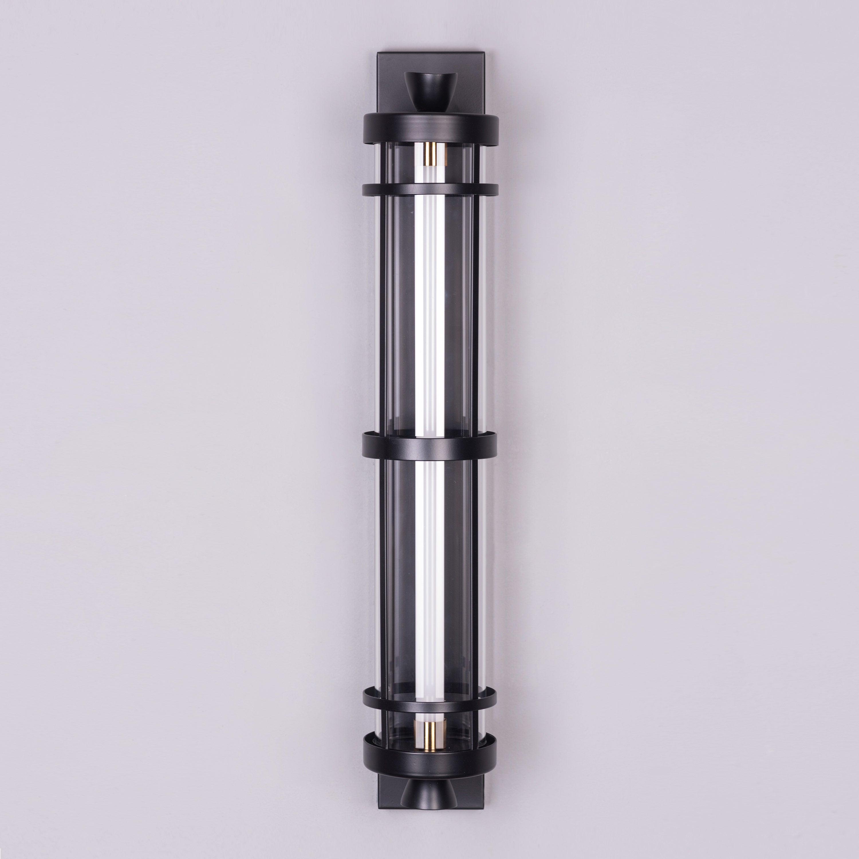 Travel Light (Black) Built-In LED Clear Glass Wall Light