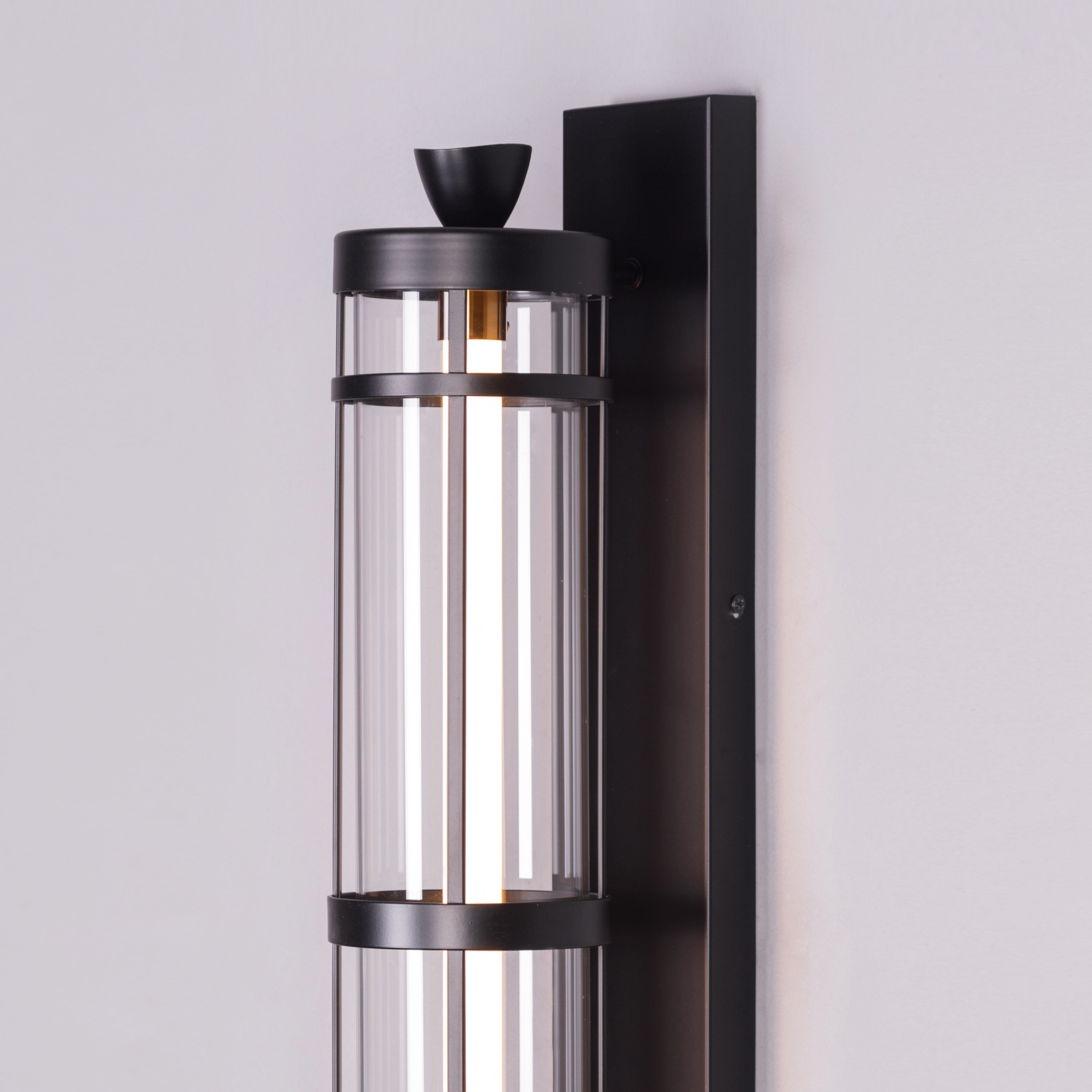 Travel Light (Black) Built-In LED Clear Glass Wall Light