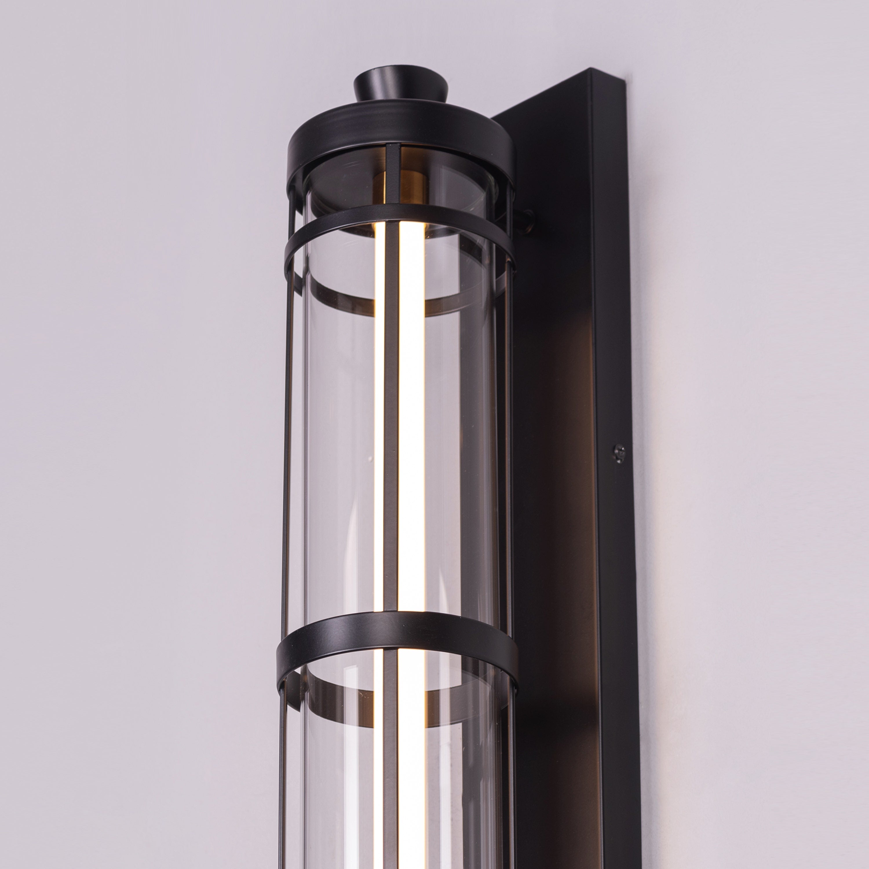 Travel Light (Black) Built-In LED Clear Glass Wall Light