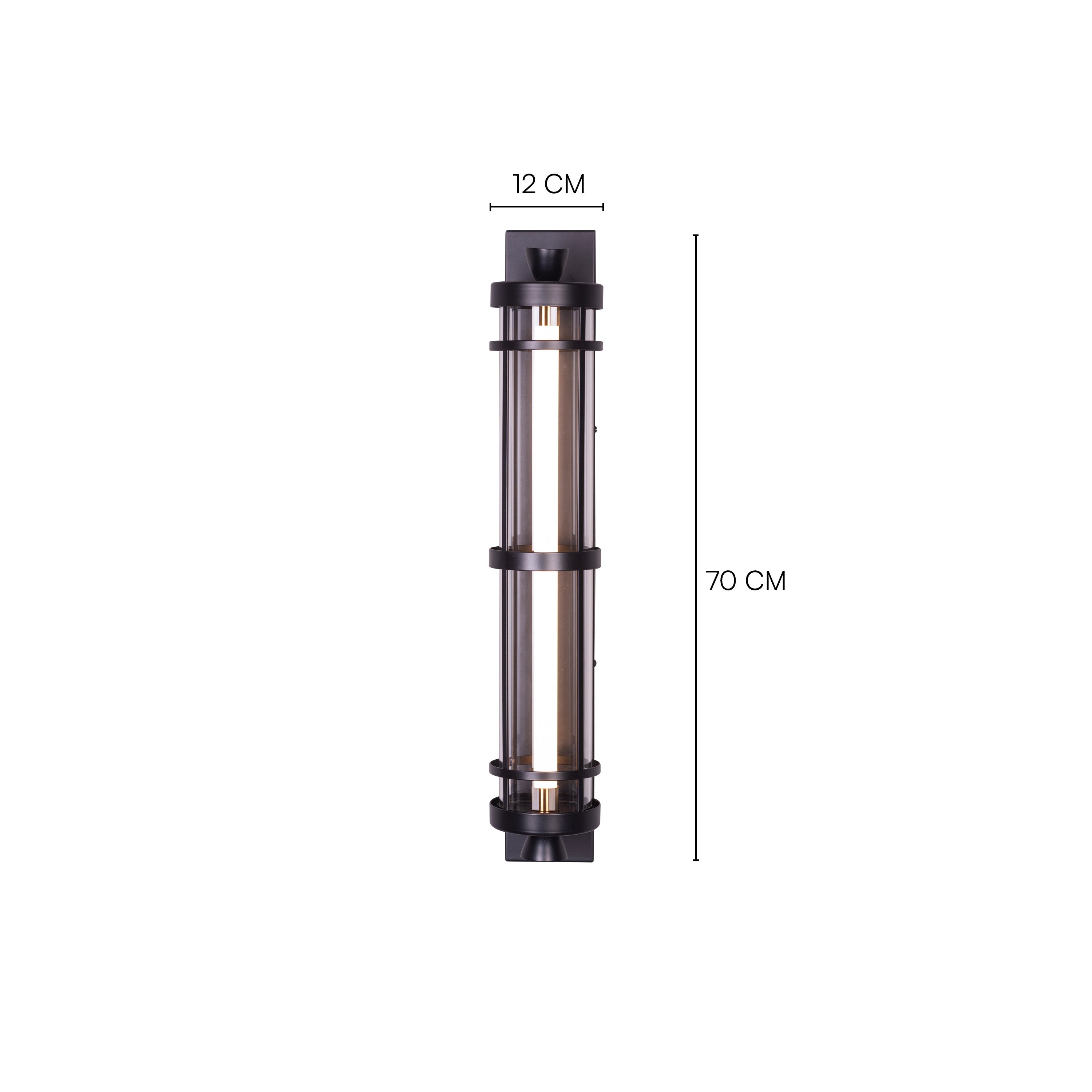 Travel Light (Black) Built-In LED Clear Glass Wall Light