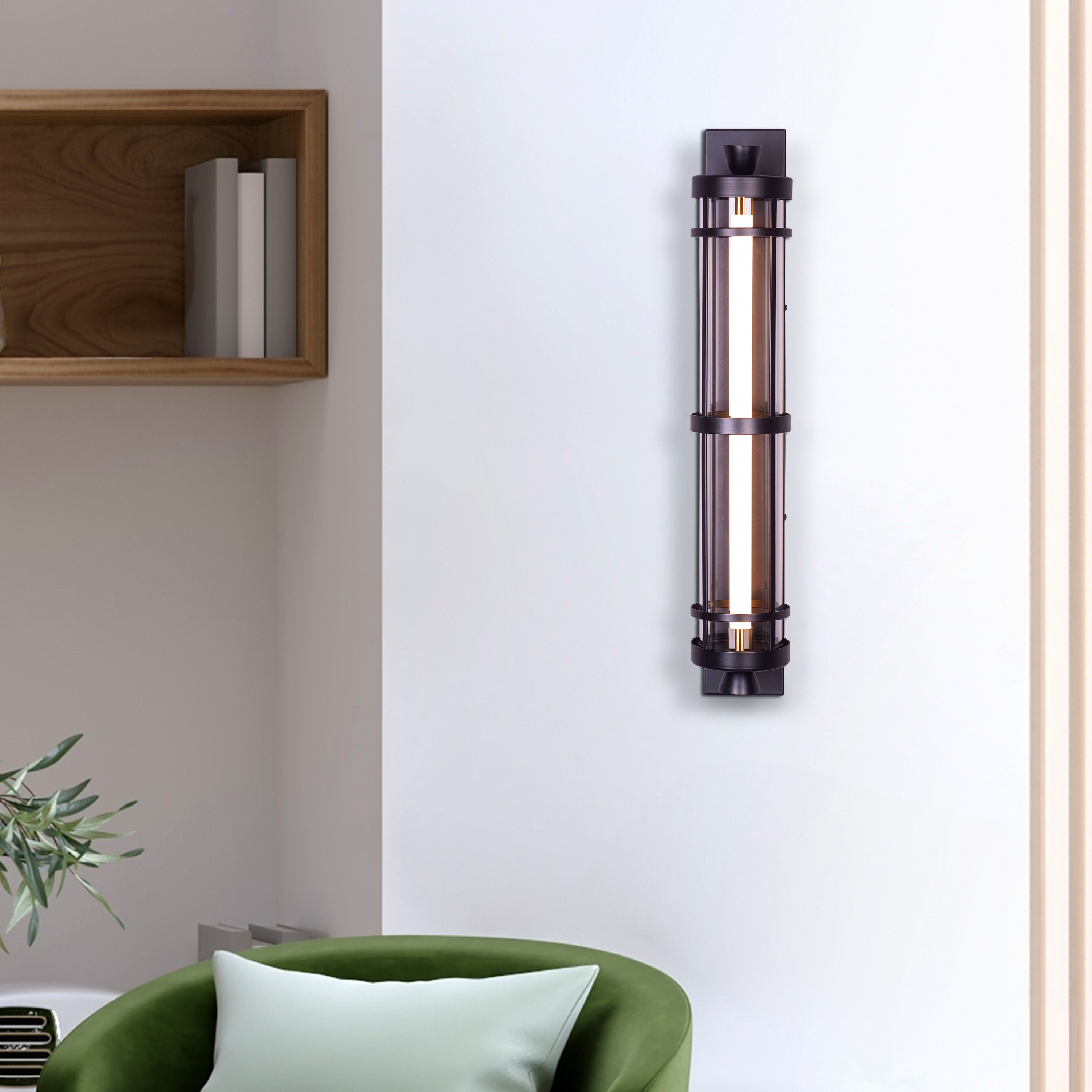 Travel Light (Black) Built-In LED Clear Glass Wall Light