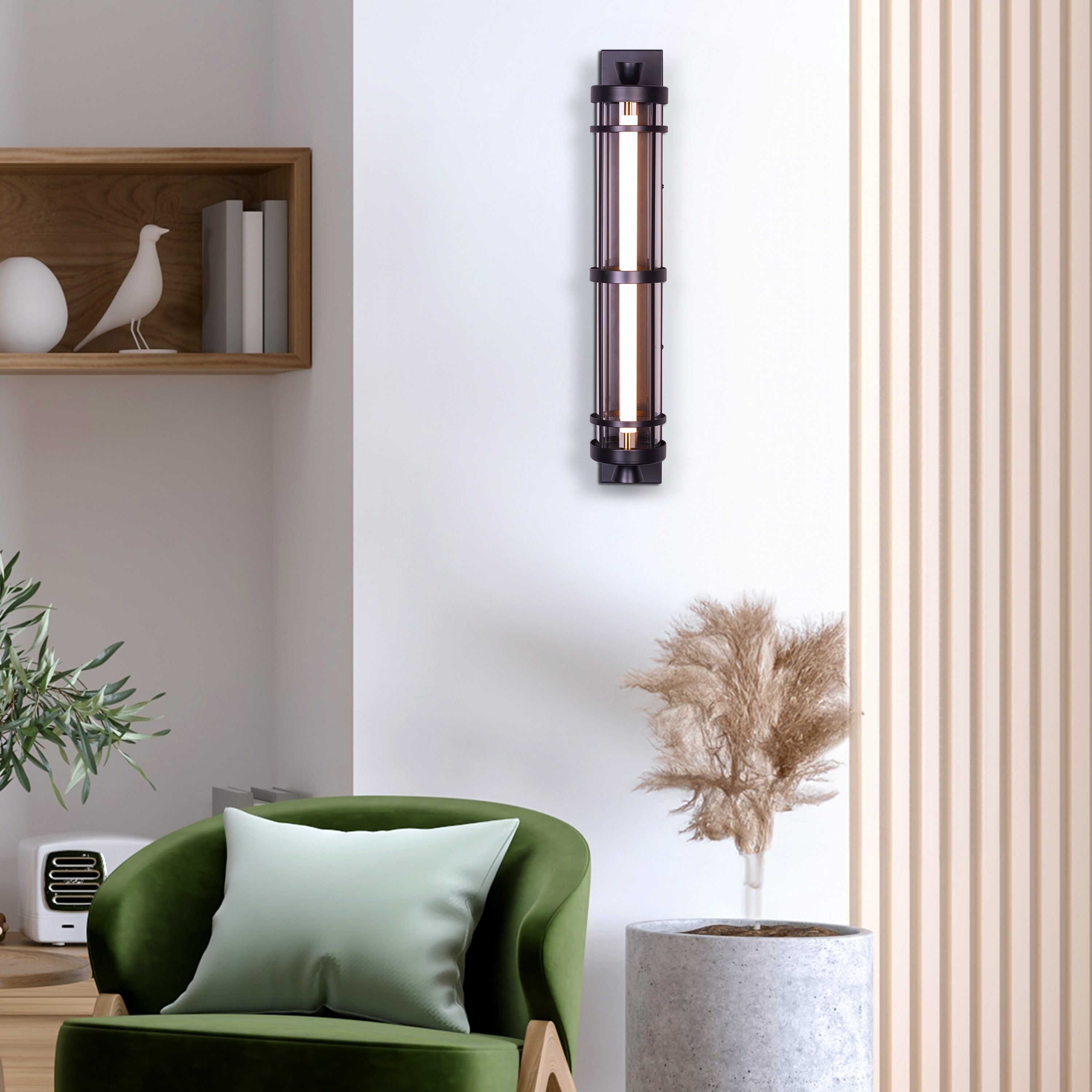 Travel Light (Black) Built-In LED Clear Glass Wall Light