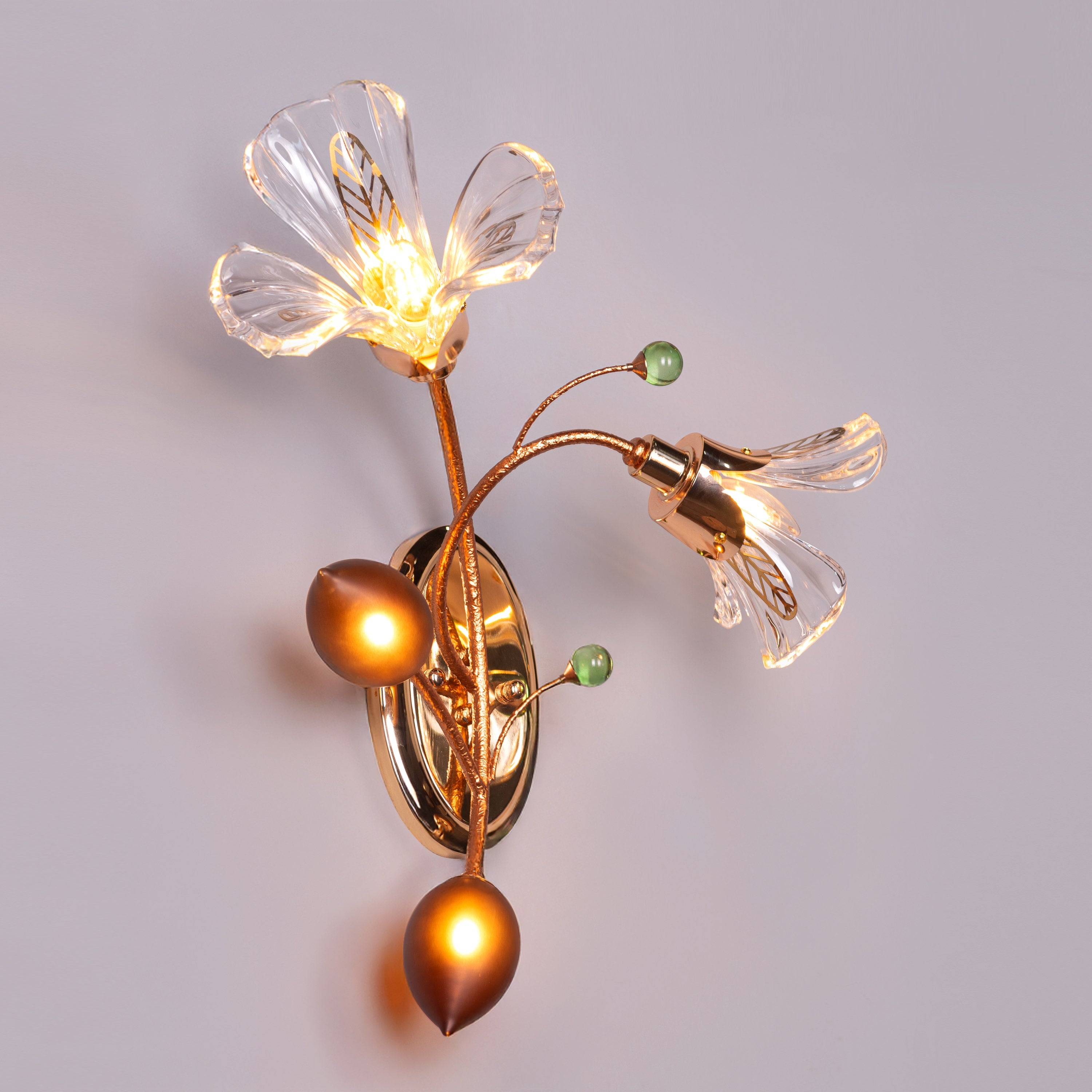 Harubana Grace (Rose Gold, Clear) Right Faced Textured Glass Wall Light